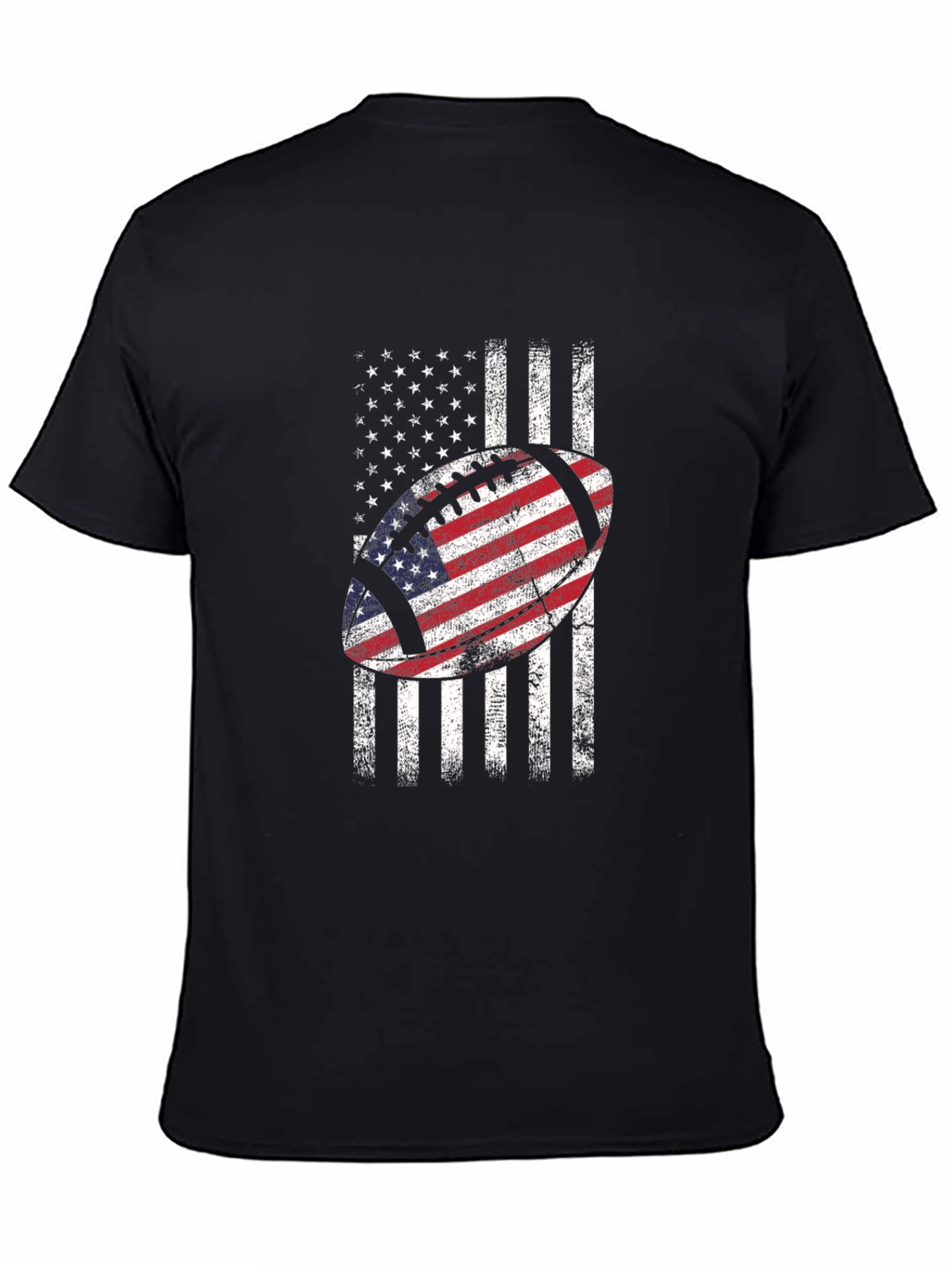 Black American Flag Football Graphic Tee - Patriotic USA Shirt view 4