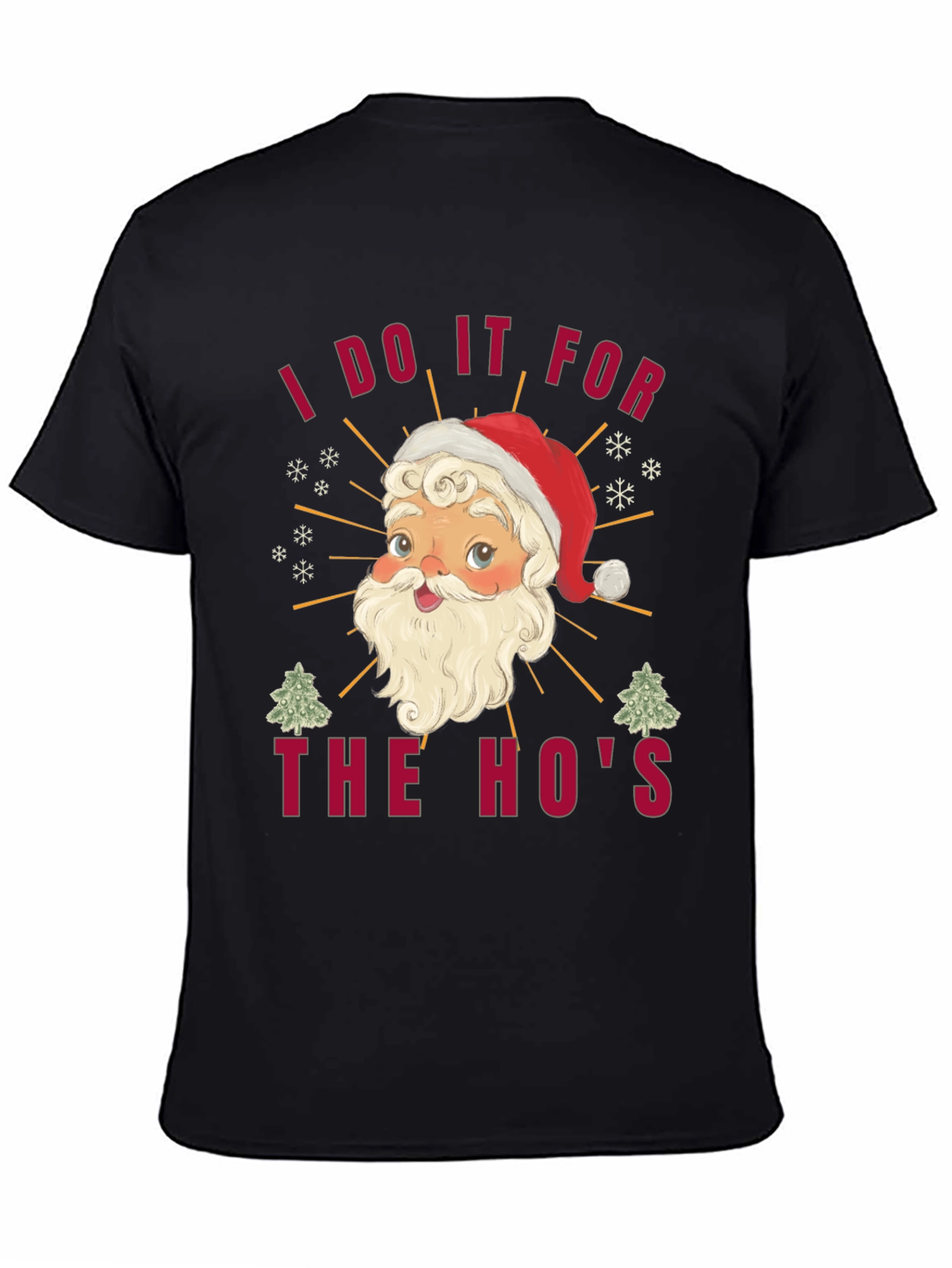 Black I Do It For The Ho's Christmas Santa T-Shirt view 4