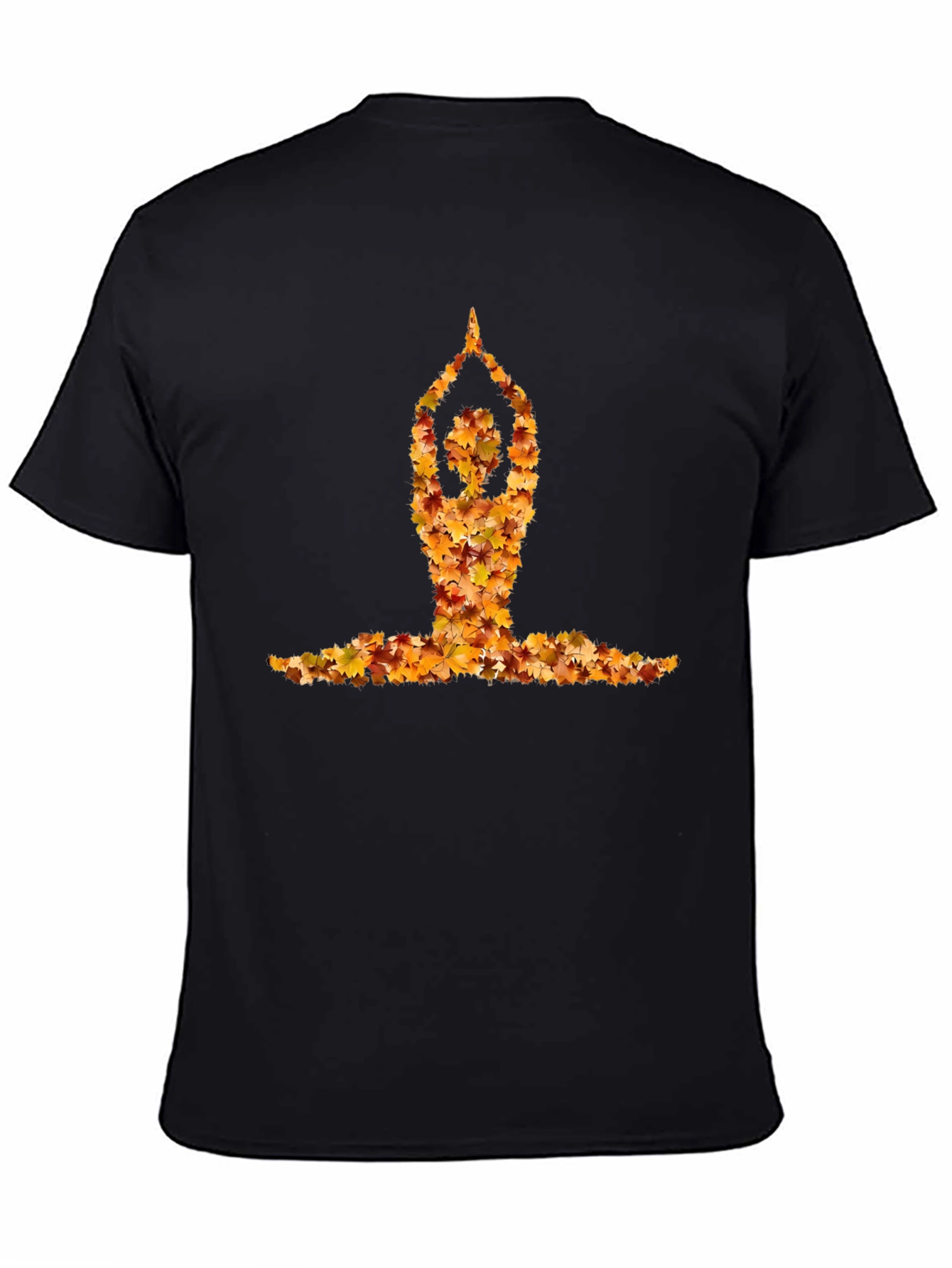 Black Yoga Pose Autumn Leaf Tee - Unisex view 4