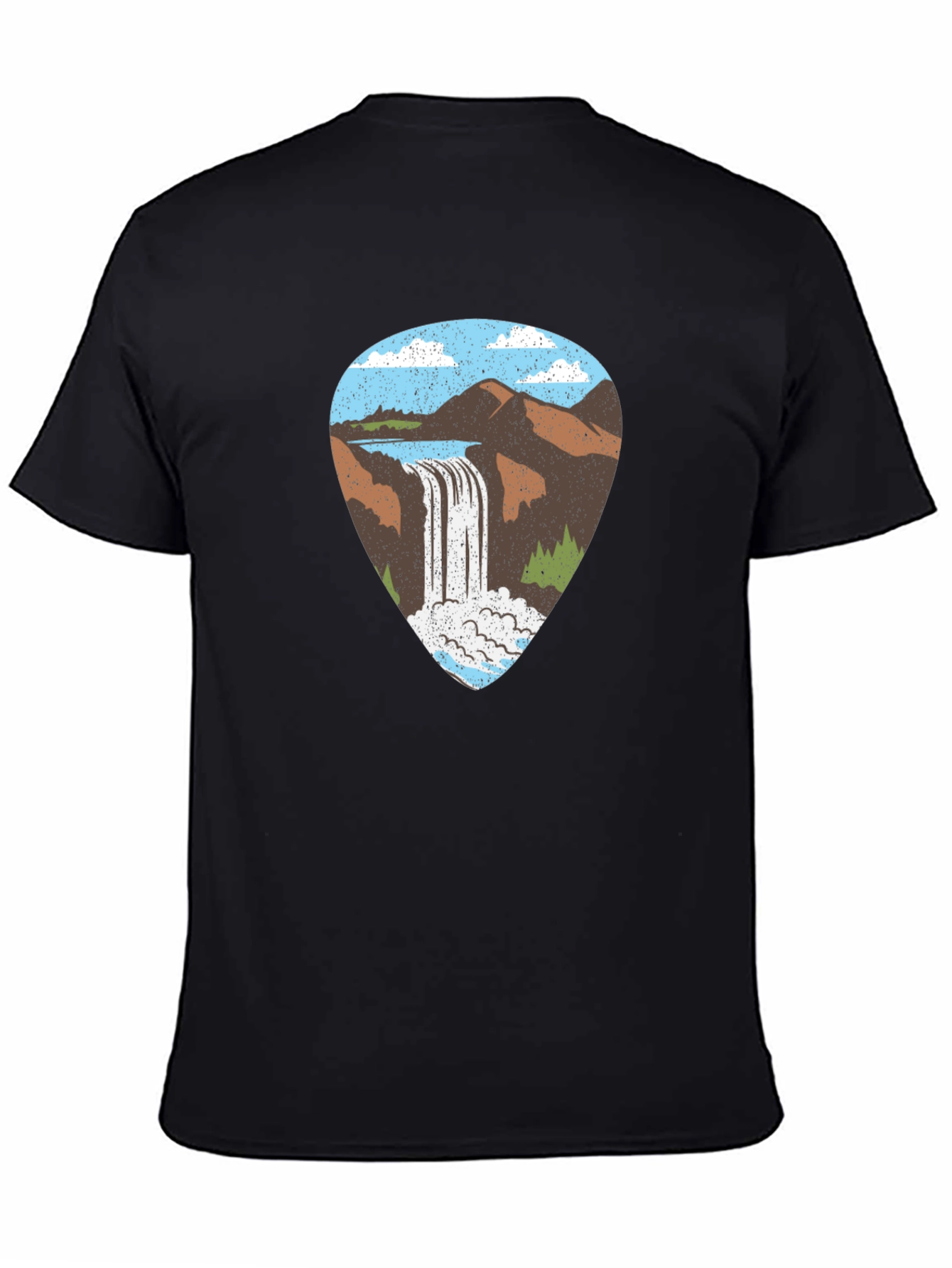 Black Waterfall Graphic Tee - Black Cotton T-Shirt view 4