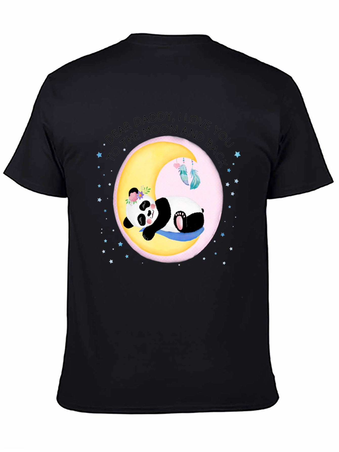 Black Dear Daddy Panda Moon Graphic Tee view 4