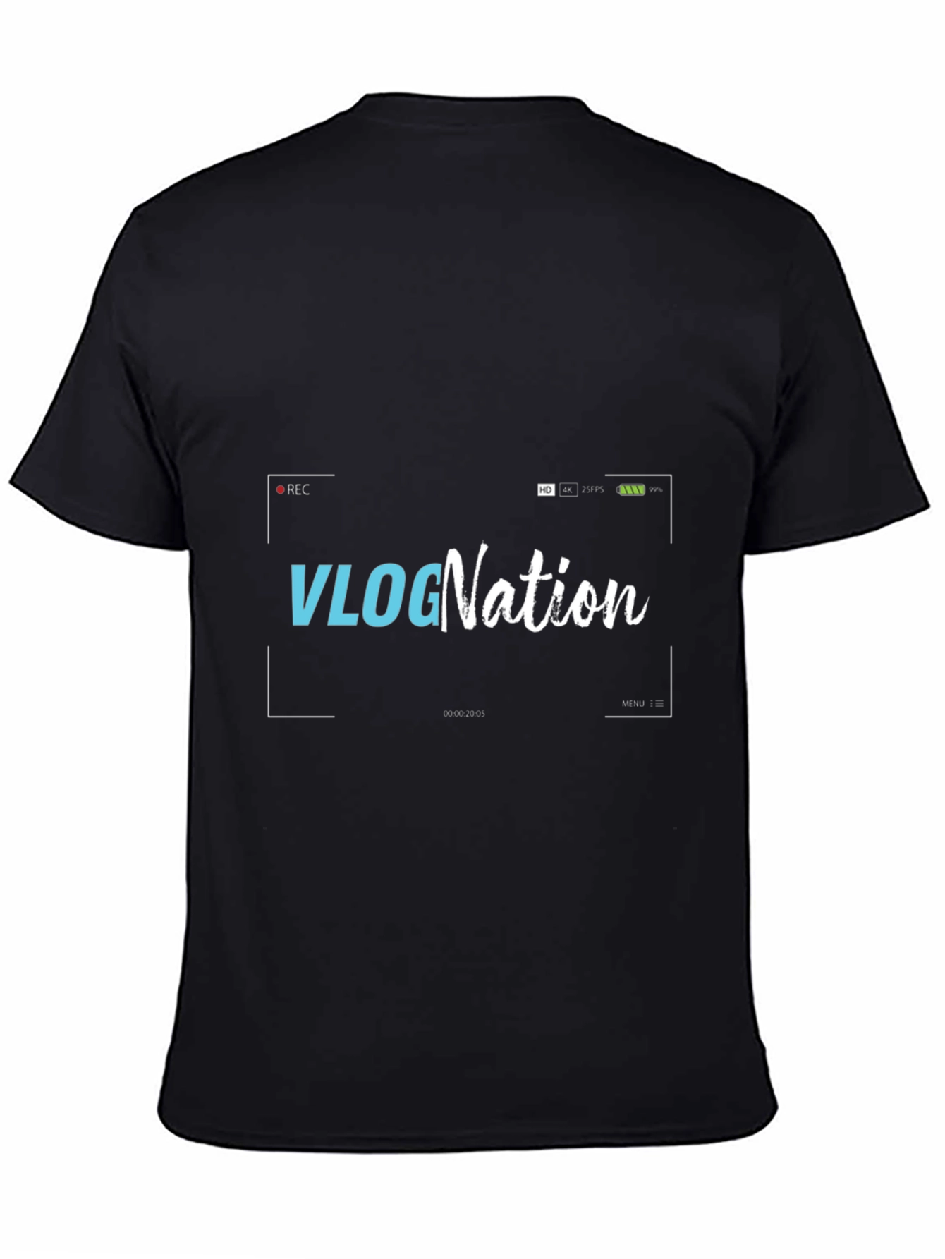 Black VlogNation Graphic Tee - Black Cotton Short Sleeve Shirt view 4