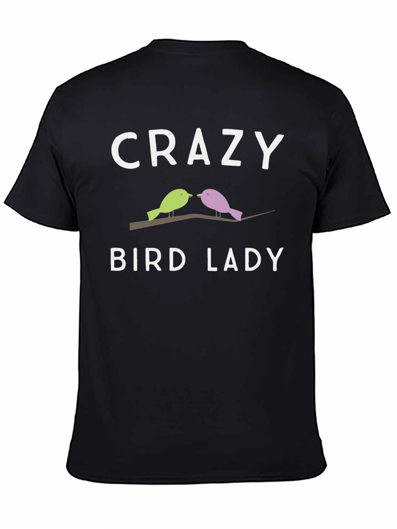 Black Crazy Bird Lady T-Shirt Novelty Tee view 4