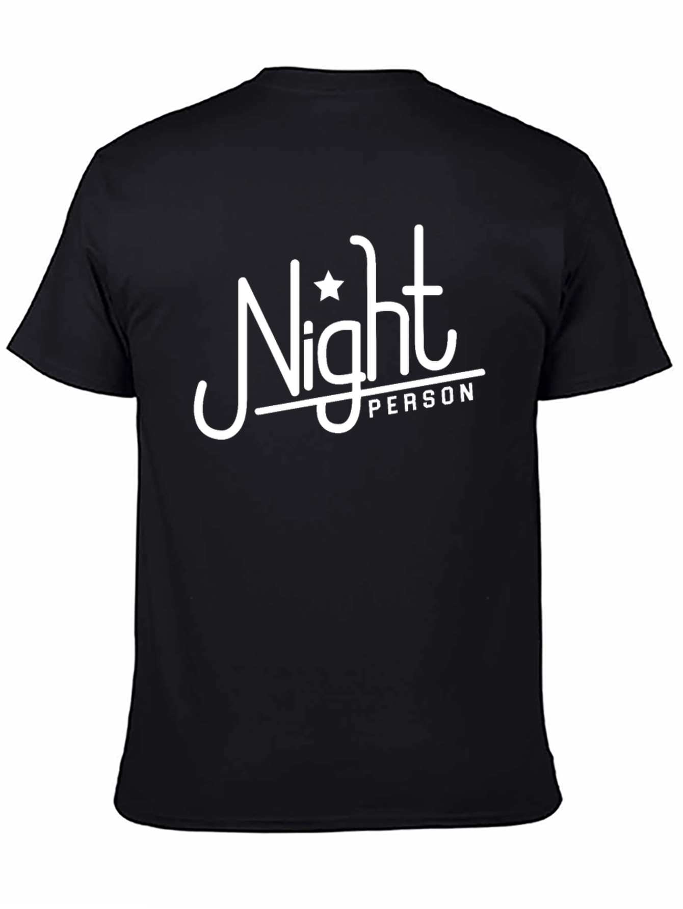 Black Night Person Graphic Tee - Black Cotton Casual view 4