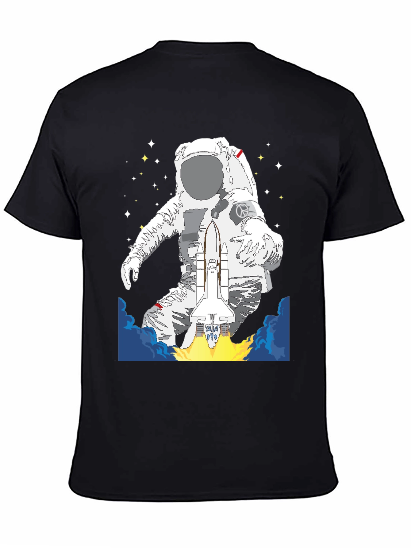 Black Astronaut Space Shuttle Graphic Tee view 4