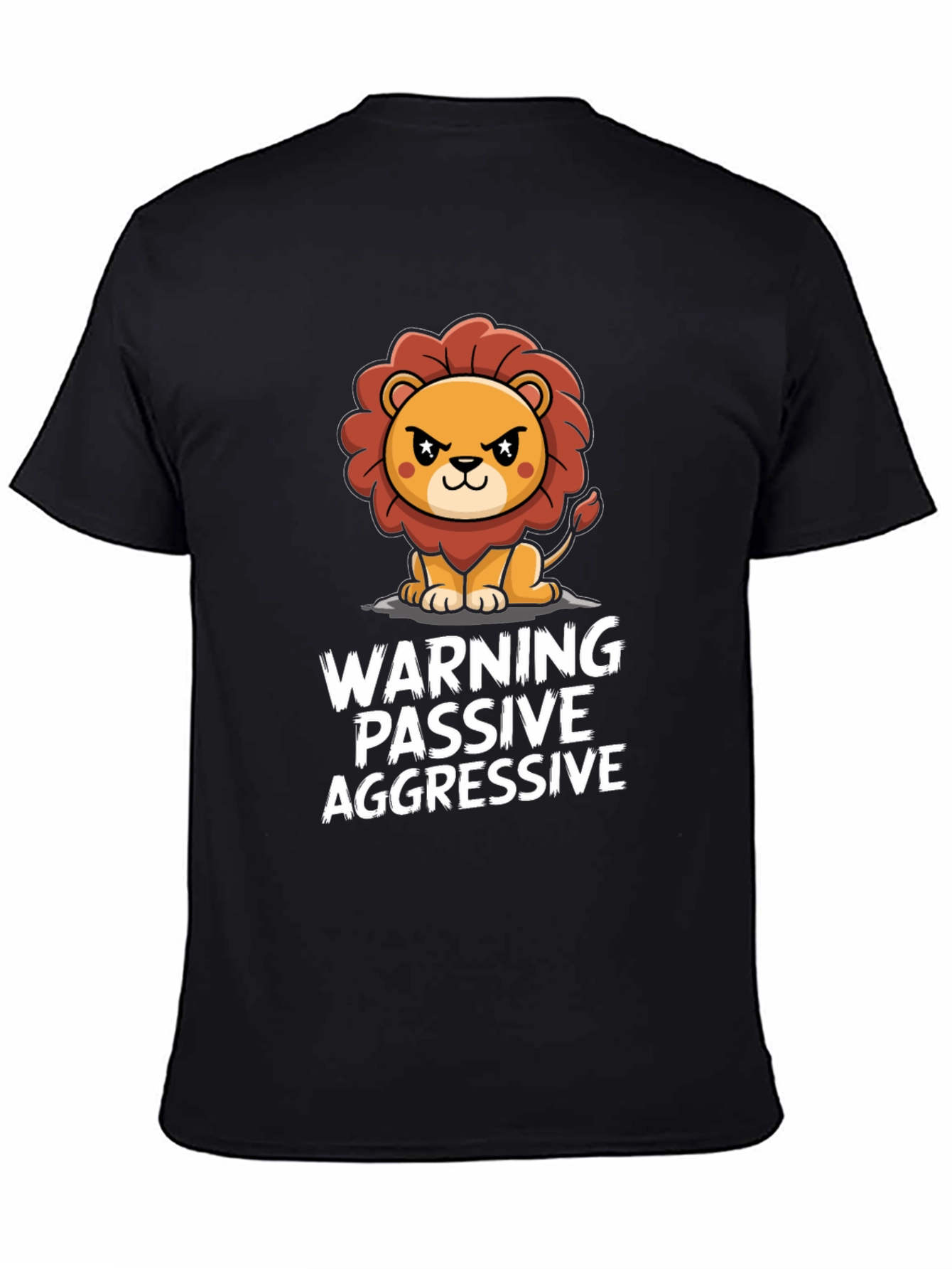 Black Warning Passive Aggressive Lion Graphic Tee view 4