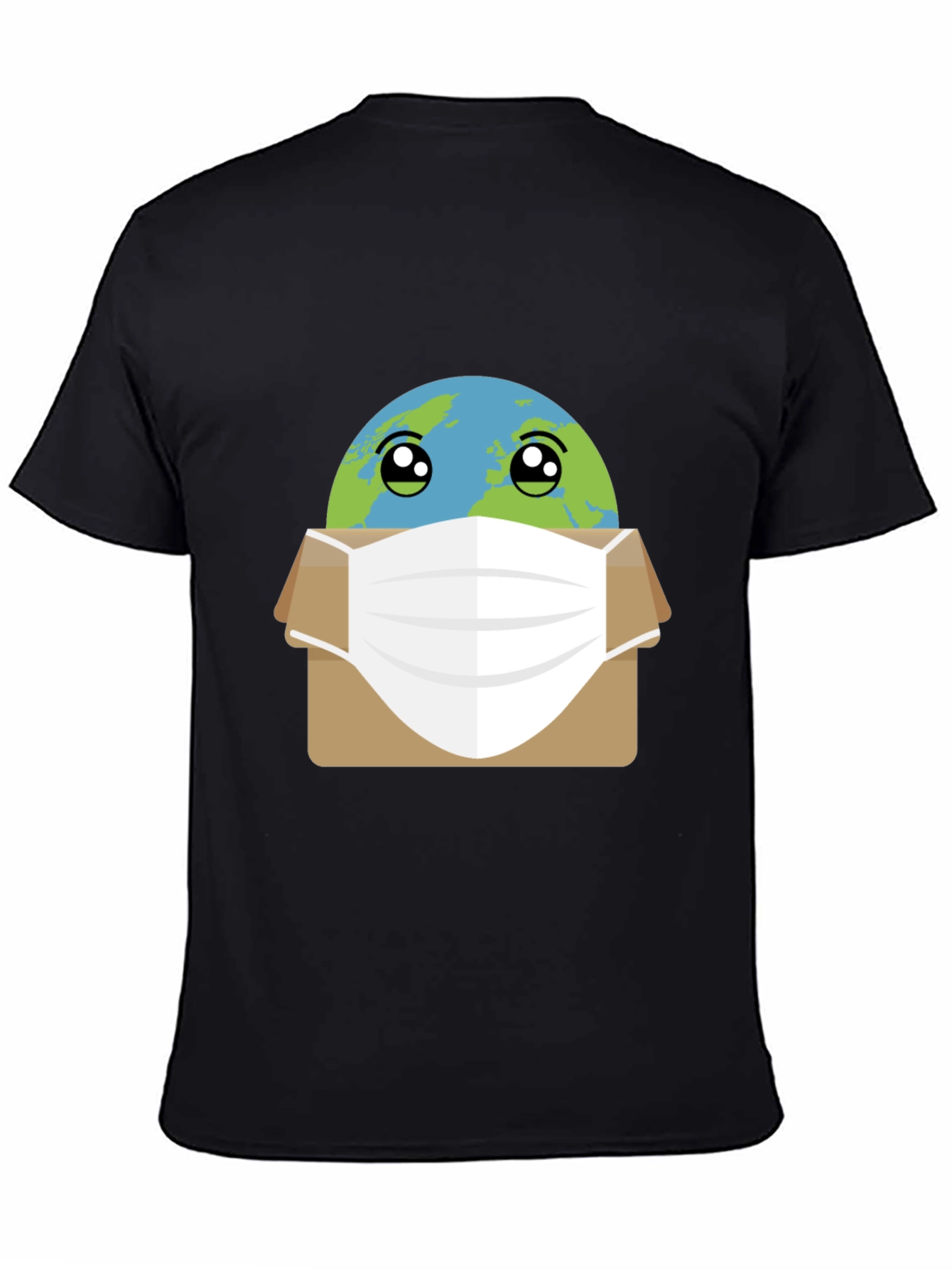 Black Earth Wearing Mask Graphic Tee view 4