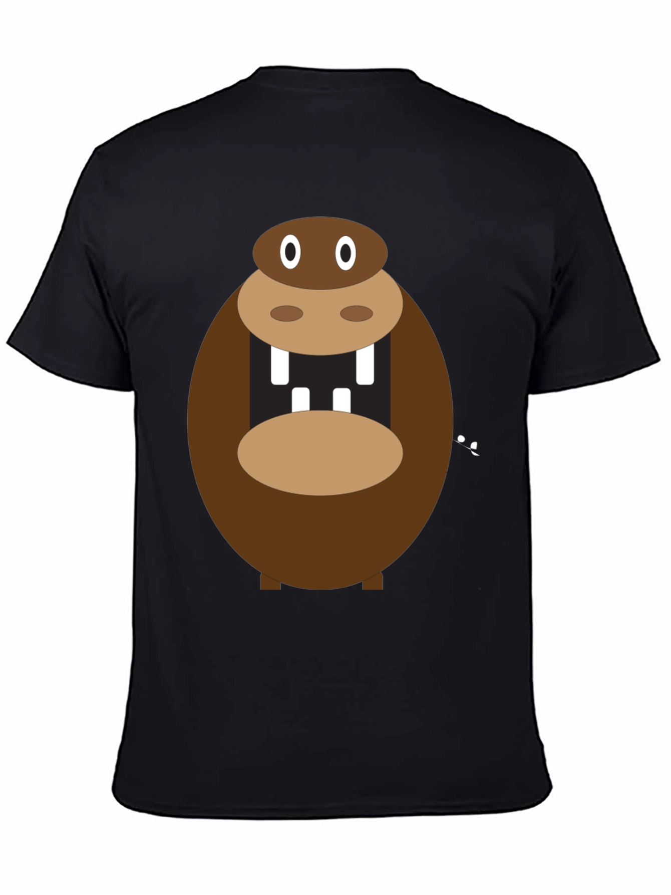 Black Hippo Graphic T-Shirt - Funny Cartoon Animal Tee view 4