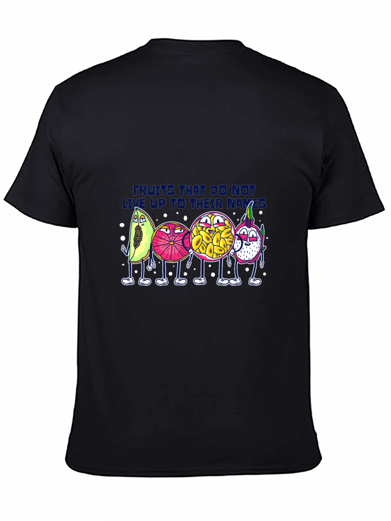 Black Funny Fruit Puns Black T-Shirt view 4