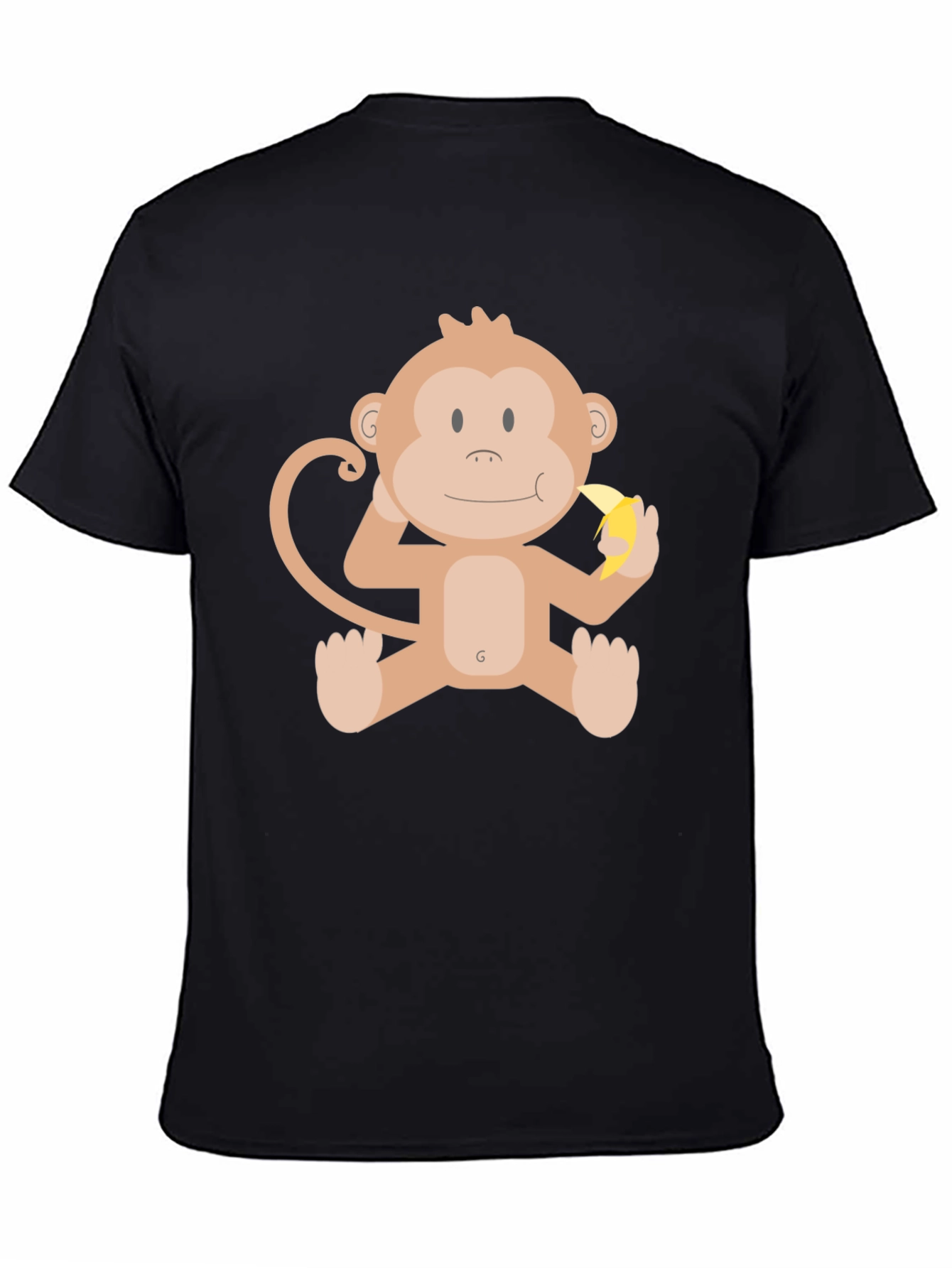 Black Funny Monkey Banana Graphic Black T-Shirt view 4