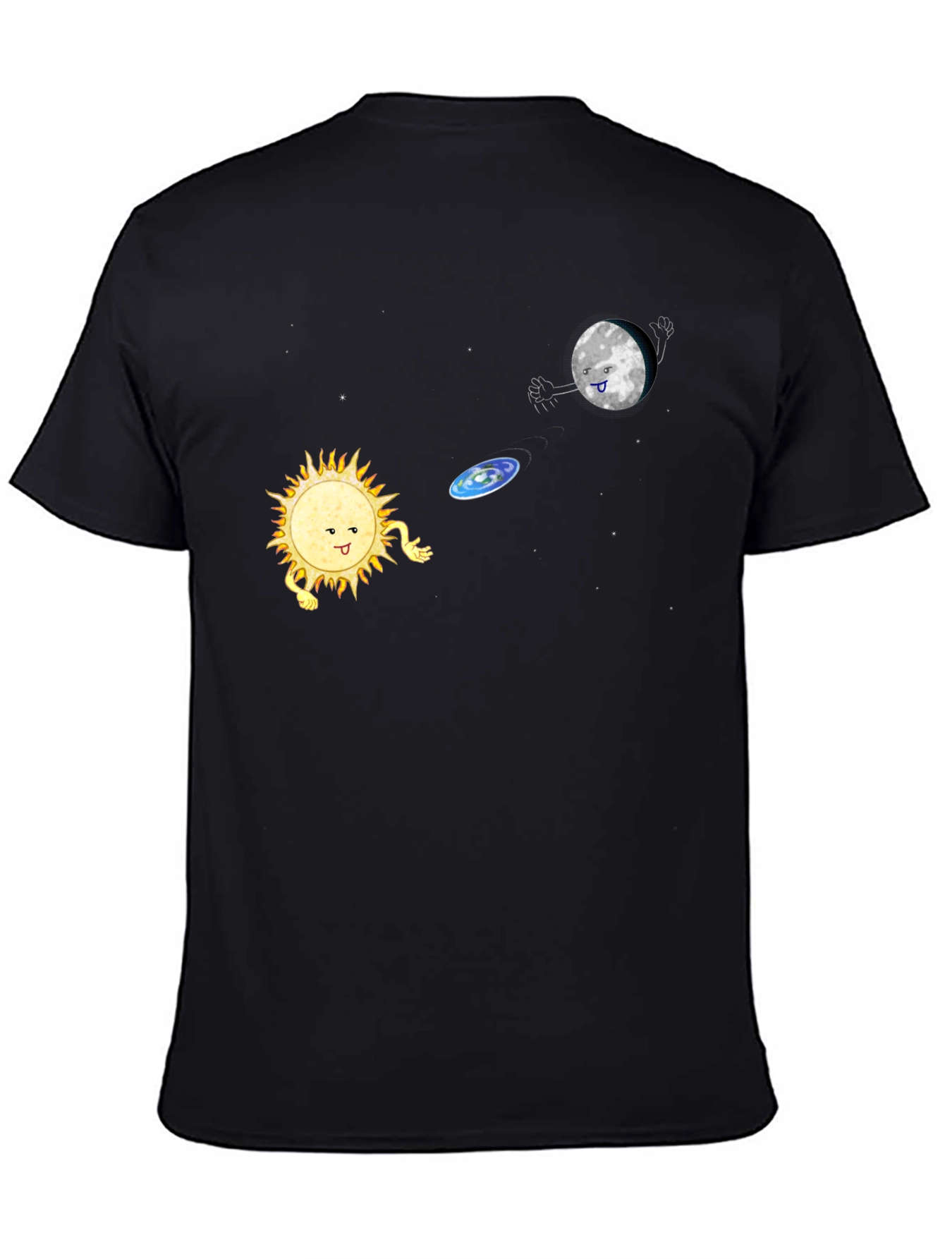 Black Sun & Moon Frisbee T-Shirt - Fun Graphic Tee view 4