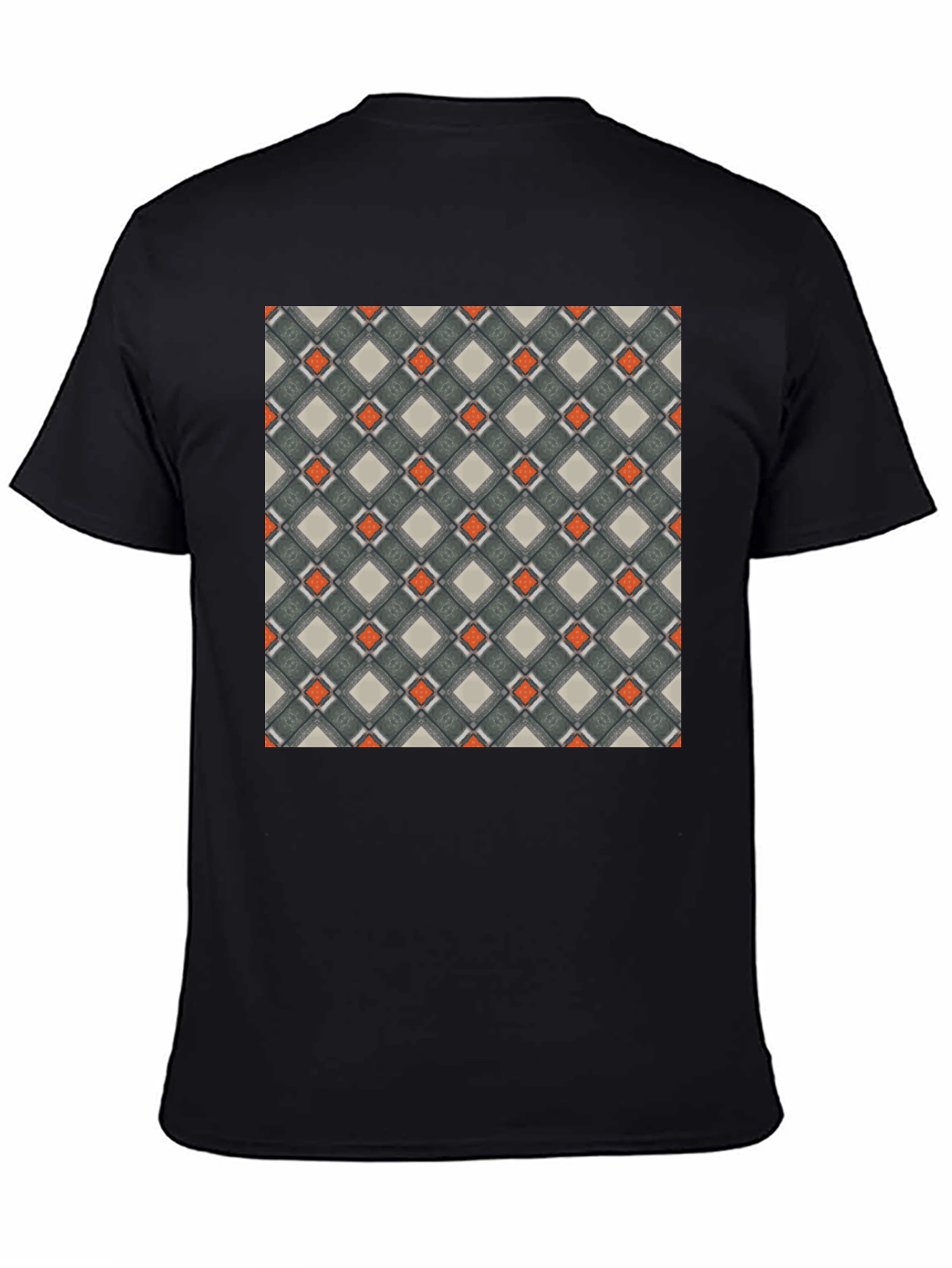 Black Geometric Pattern Black T-Shirt view 4