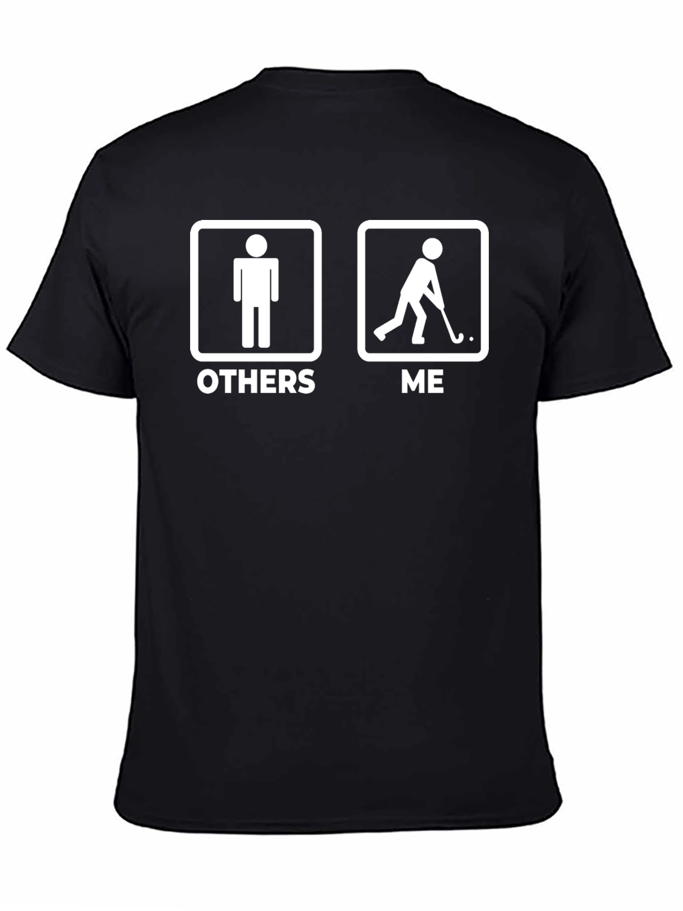 Black Funny Hockey Player Graphic T-Shirt - "Others / Me" Design view 4