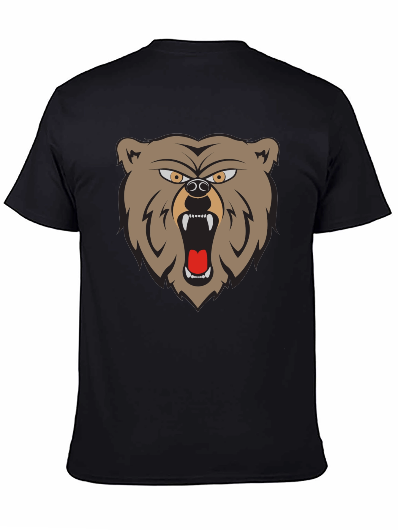 Black Men's Graphic T-Shirt - Roaring Bear Design view 4