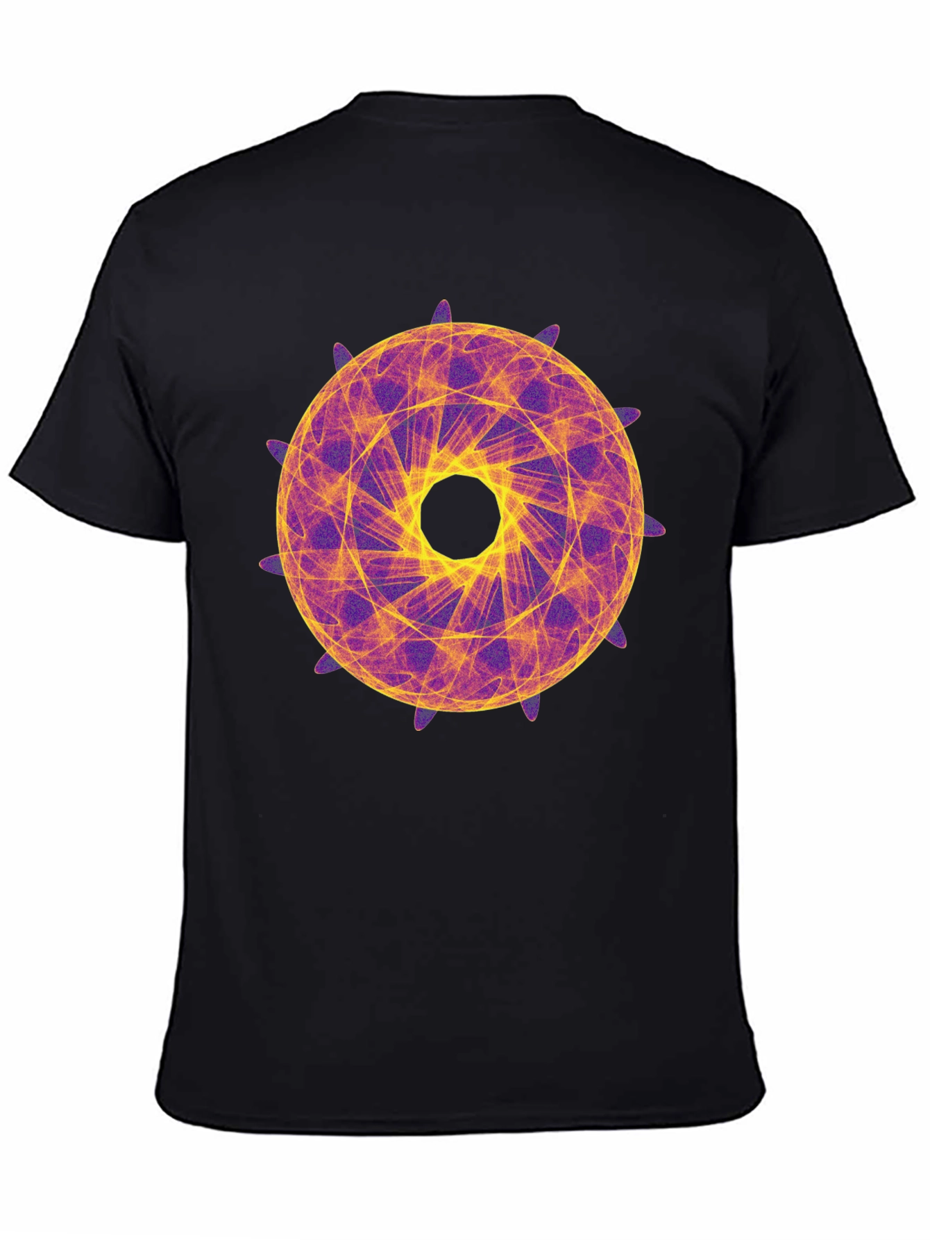 Black Geometric Mandala Graphic Tee - Stylish Black T-Shirt view 4