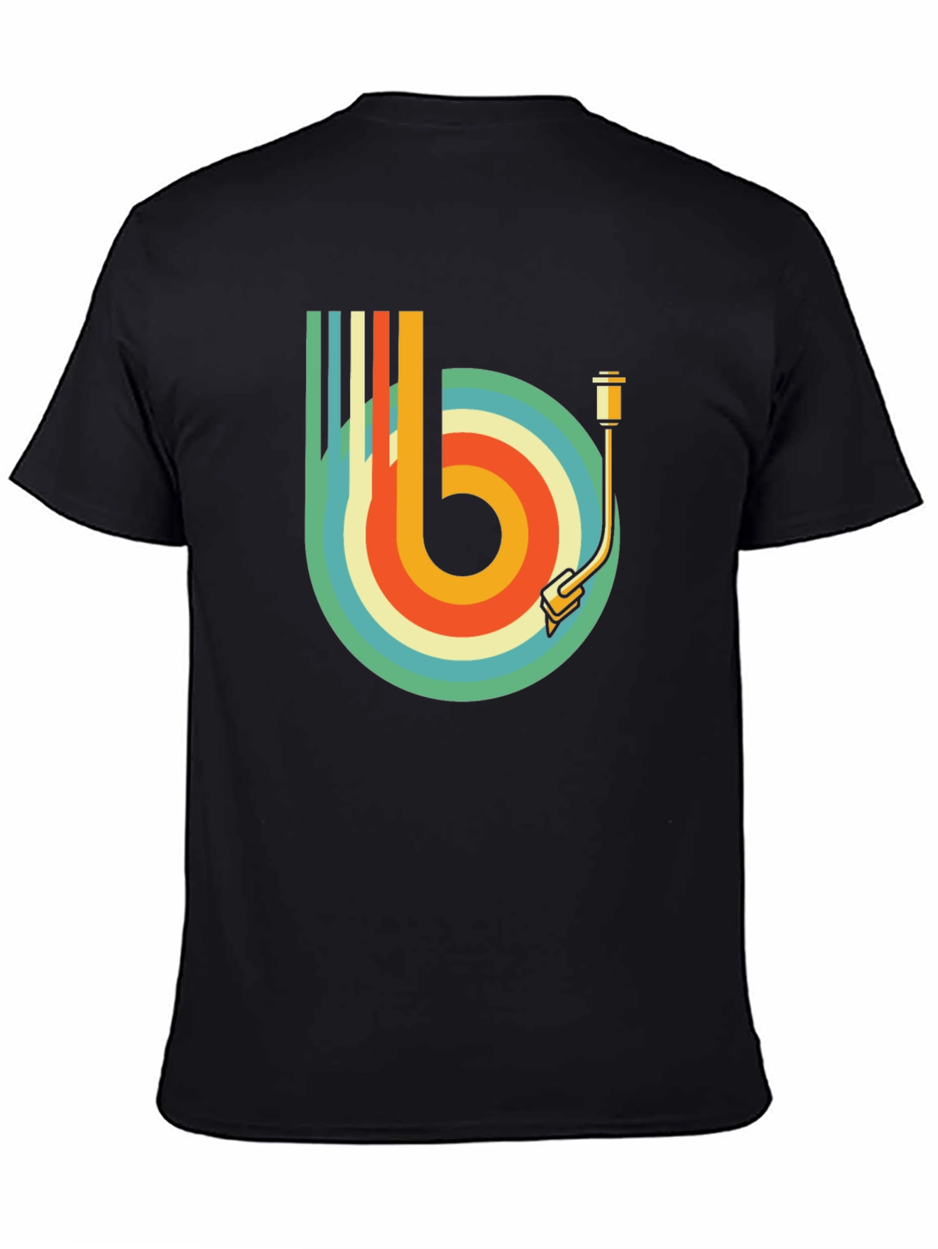 Black Retro Record Player Graphic Tee view 4