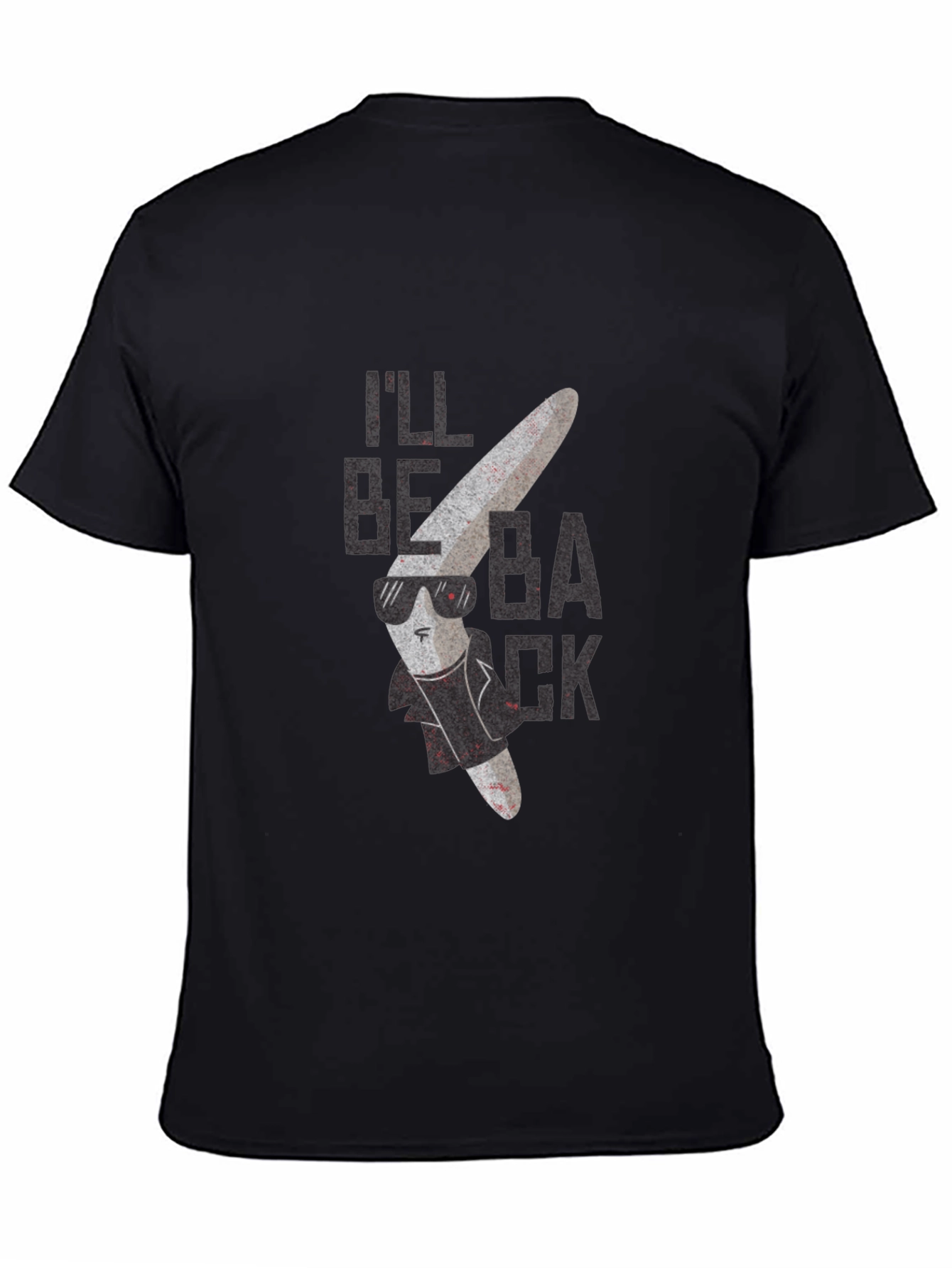 Black Men's Black T-Shirt with Boomerang Graphic view 4
