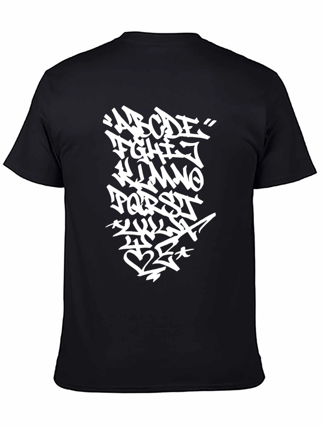 Black Graffiti Alphabet Black T-Shirt view 4