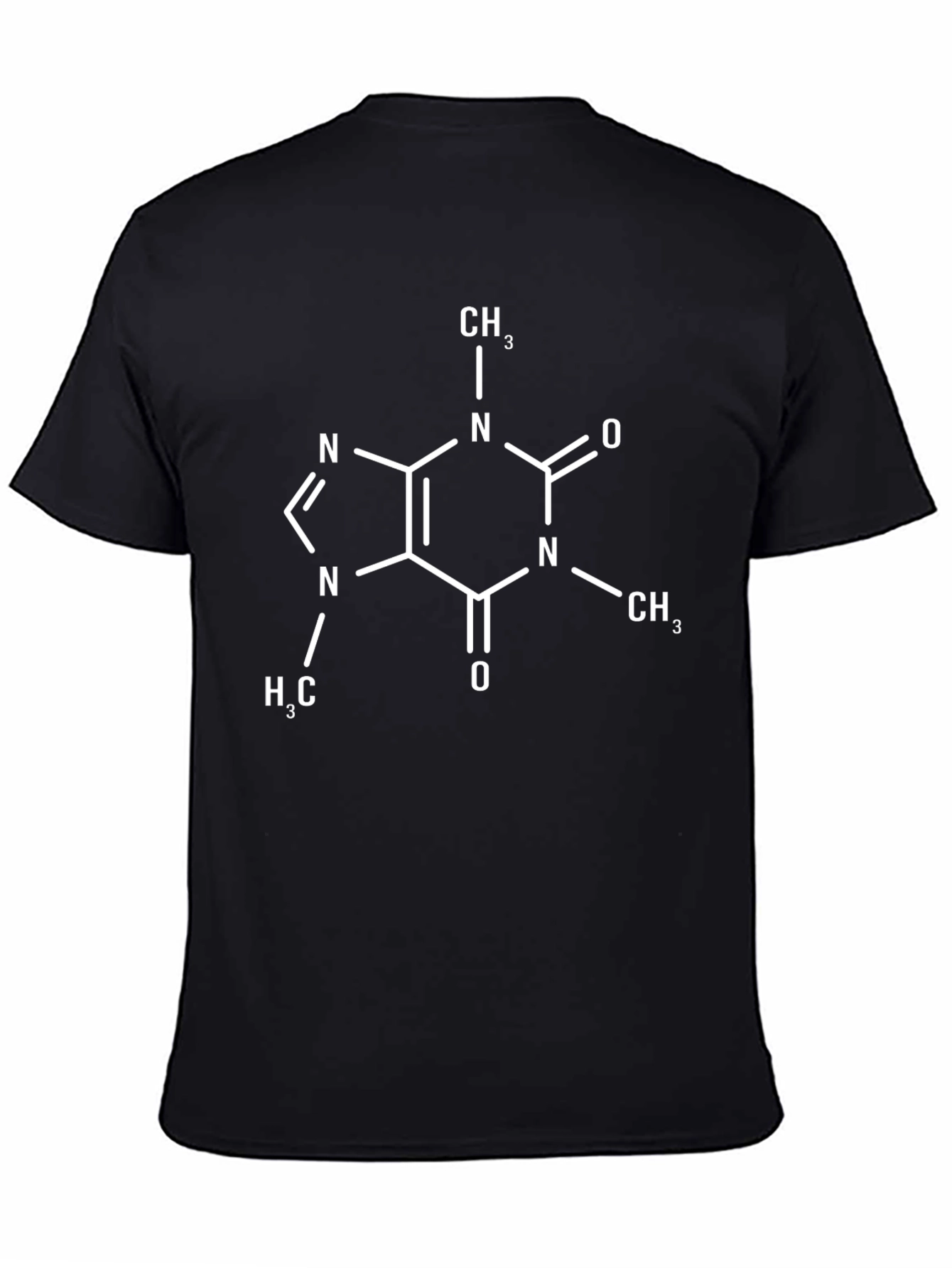 Black Caffeine Molecule Graphic T-Shirt - Black view 4