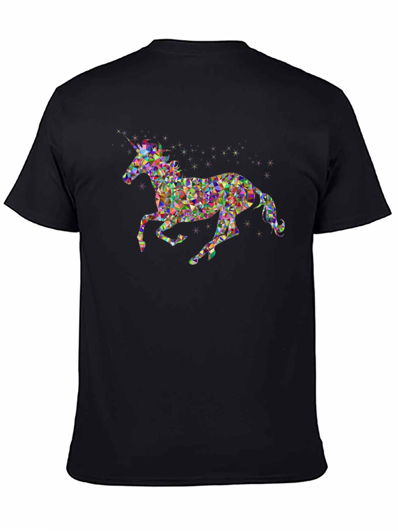 Black Unicorn Geometric Graphic Black T-Shirt view 4