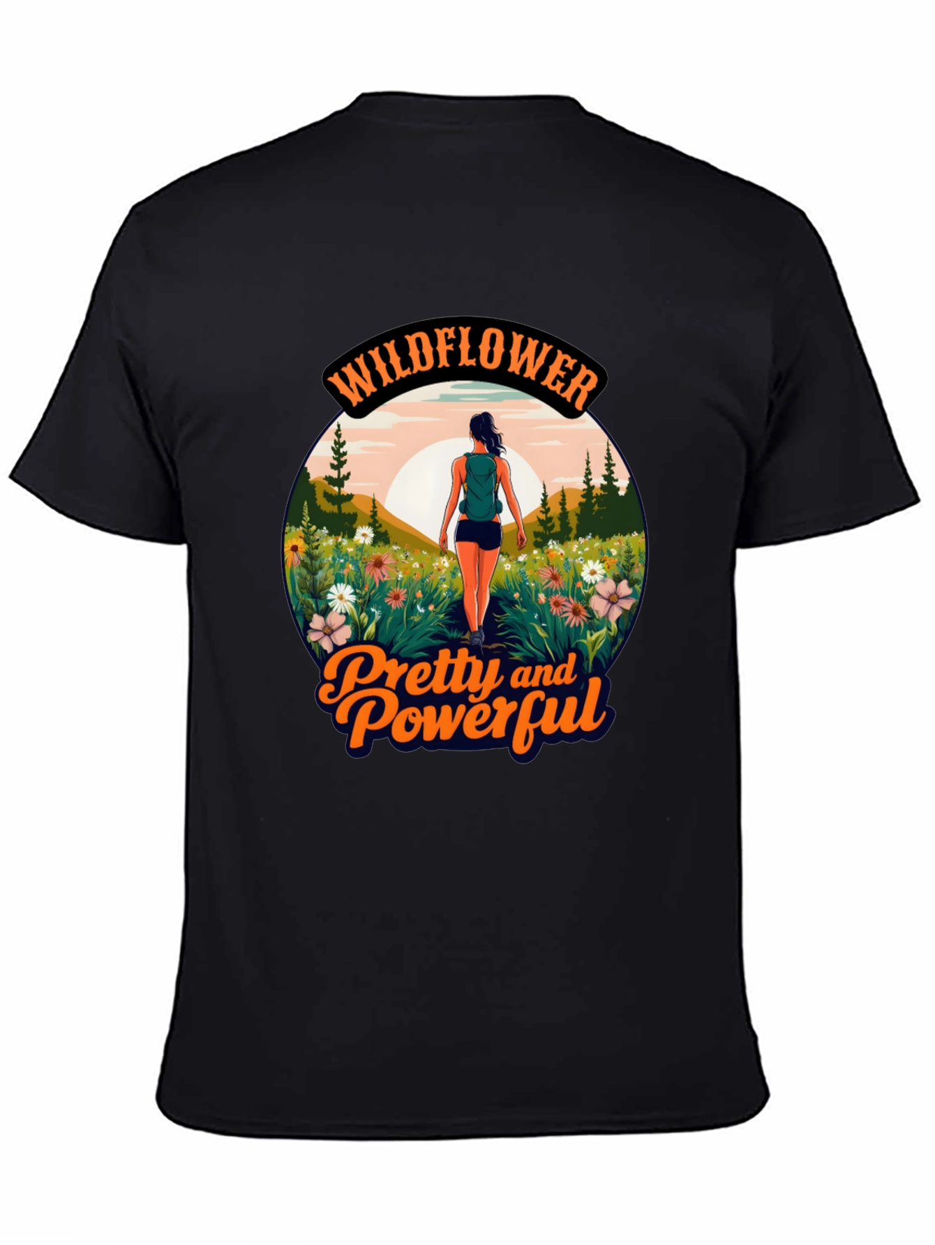 Black Wildflower Pretty and Powerful Graphic Tee view 4