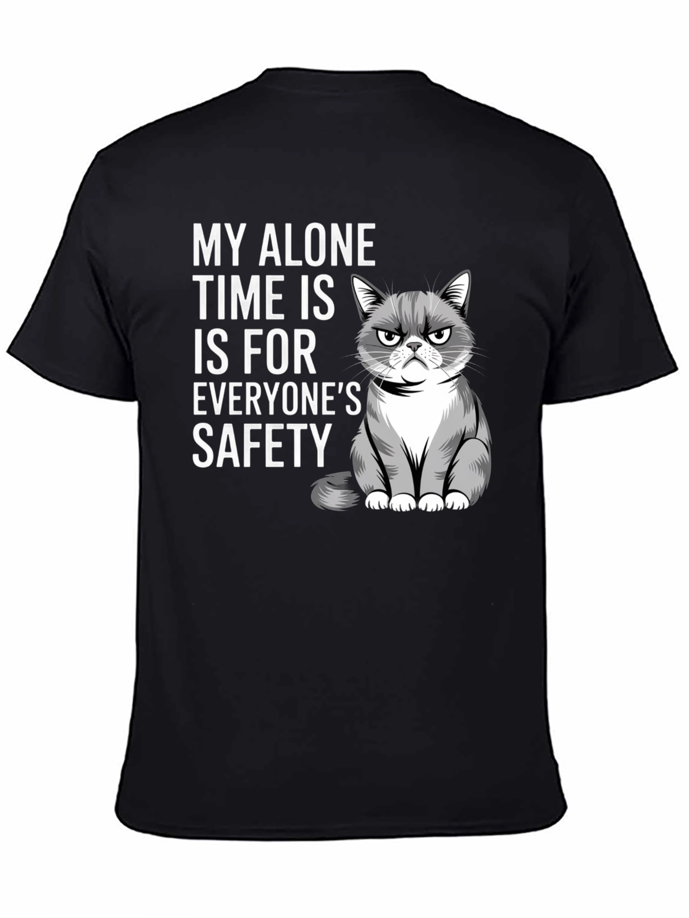Black Grumpy Cat Alone Time Safety Graphic Tee view 4