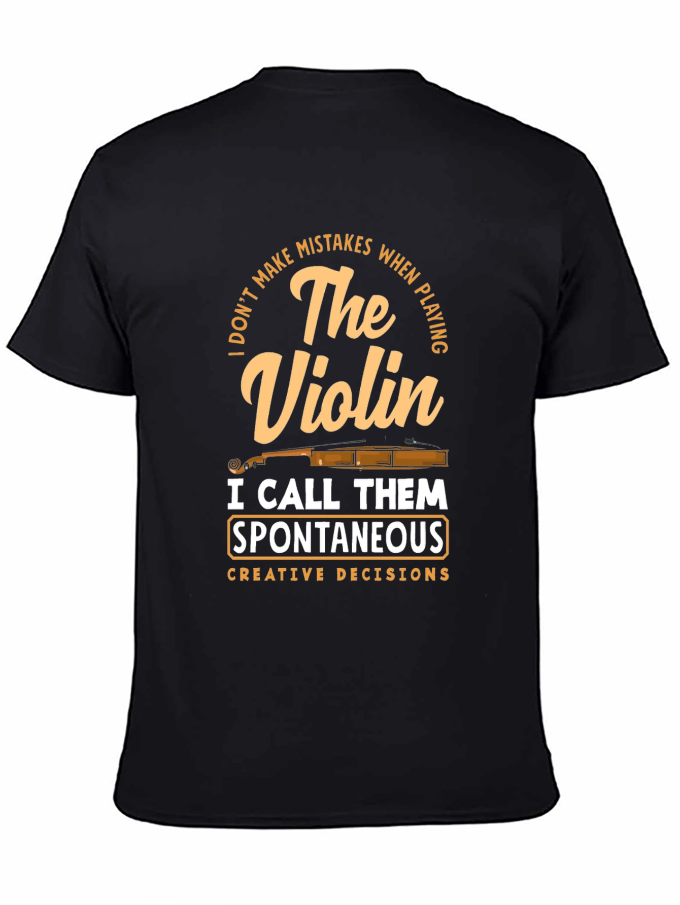 Black Violin Player T-Shirt - Spontaneous Creative Decisions view 4