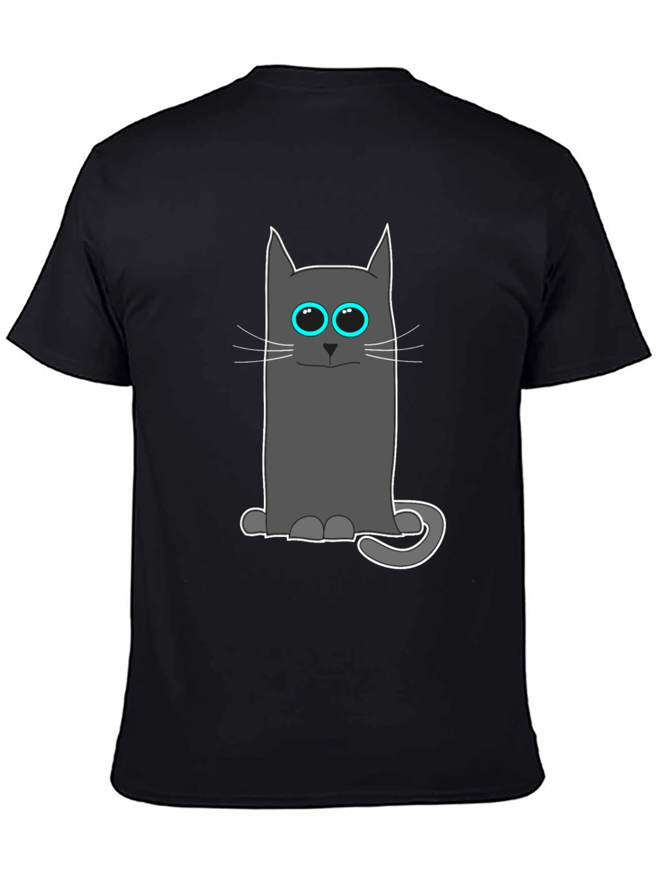 Black Cool Cat Tee: Funny Cartoon Cat T-Shirt view 4