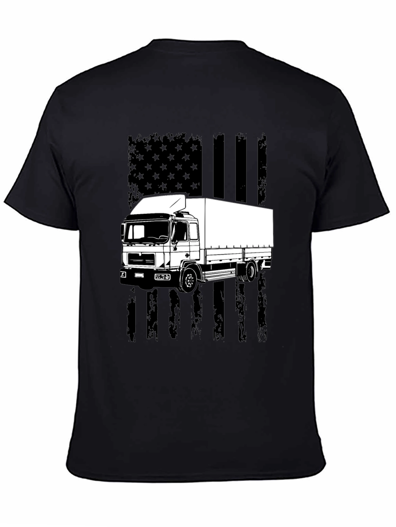 Black Trucker T-Shirt - American Flag Style view 4