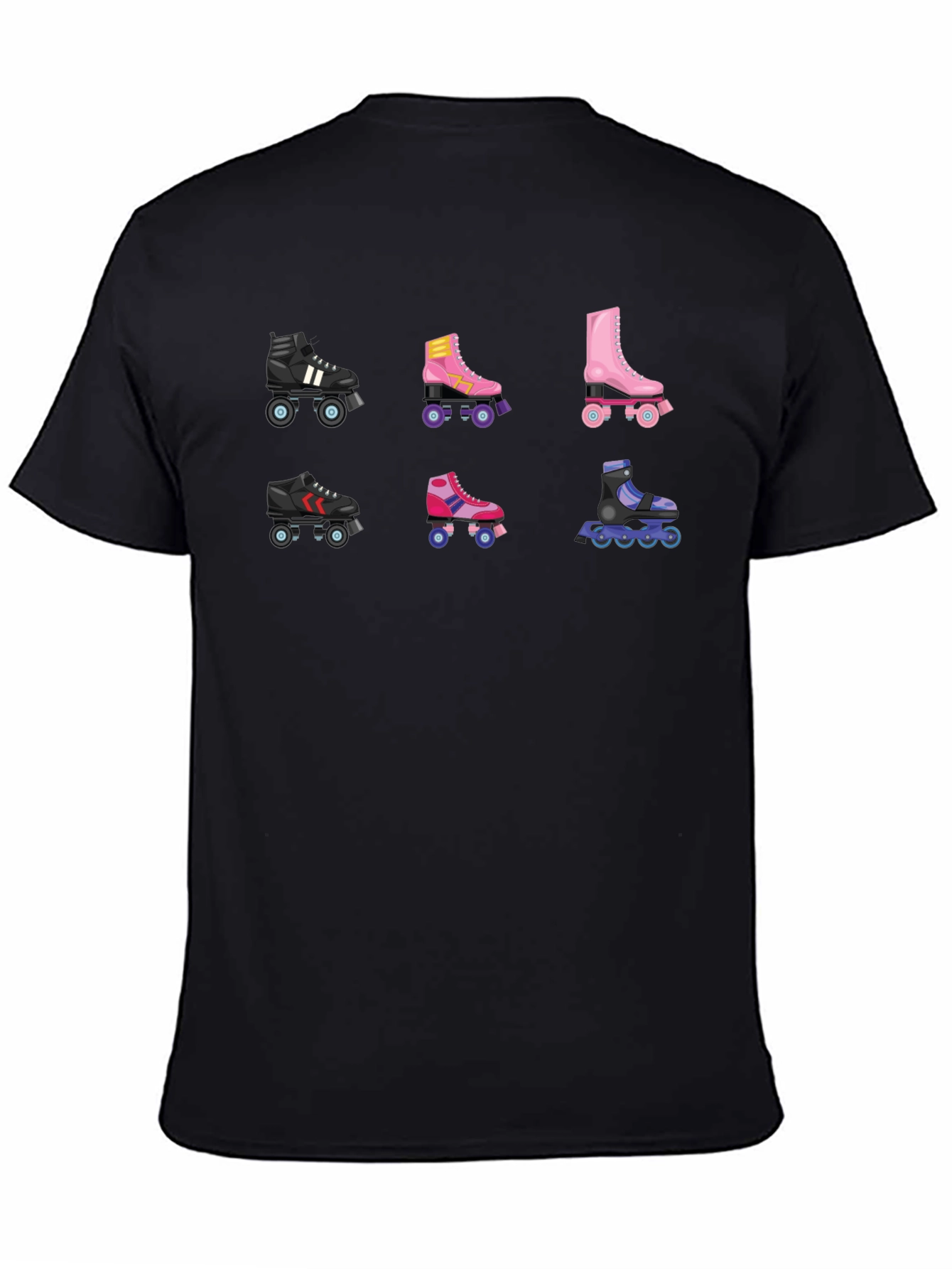 Black Retro Roller Skate Graphic Tee view 4