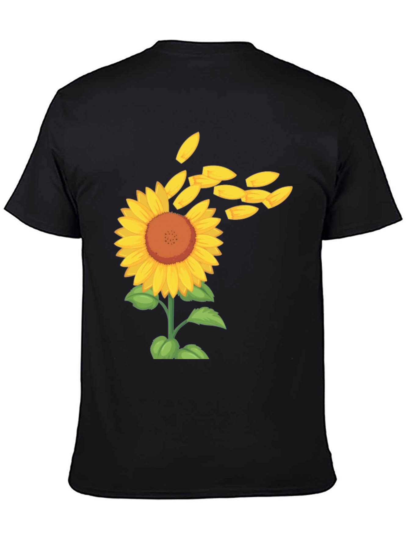 Black Sunflower Petals Men's Black Tee view 4
