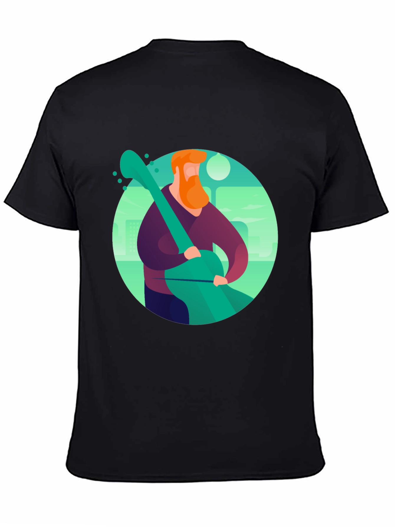 Black Guitar Man Graphic Tee - Black Cotton Blend view 4