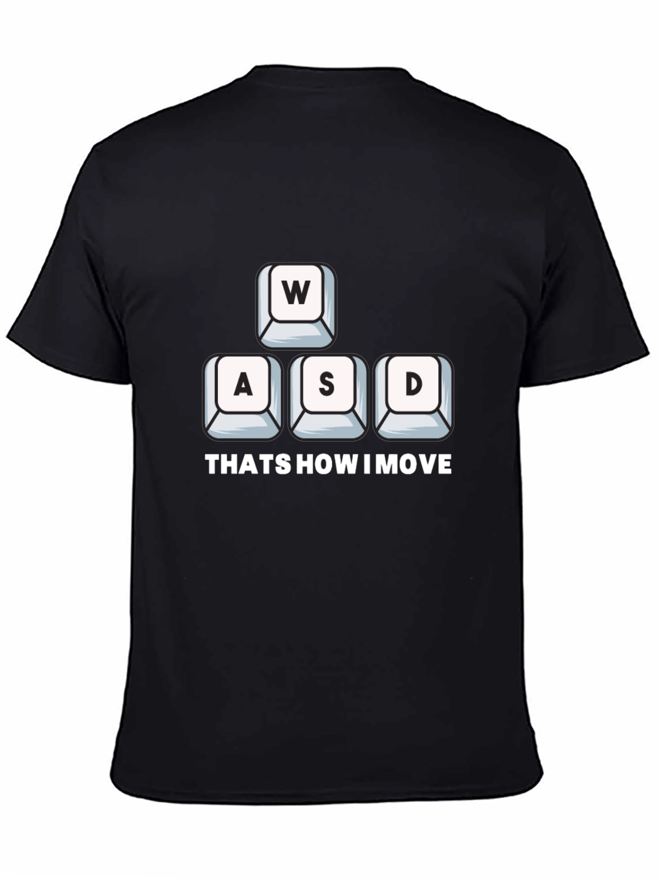 Black Gamer Move T-Shirt - WASD Keys Design view 4
