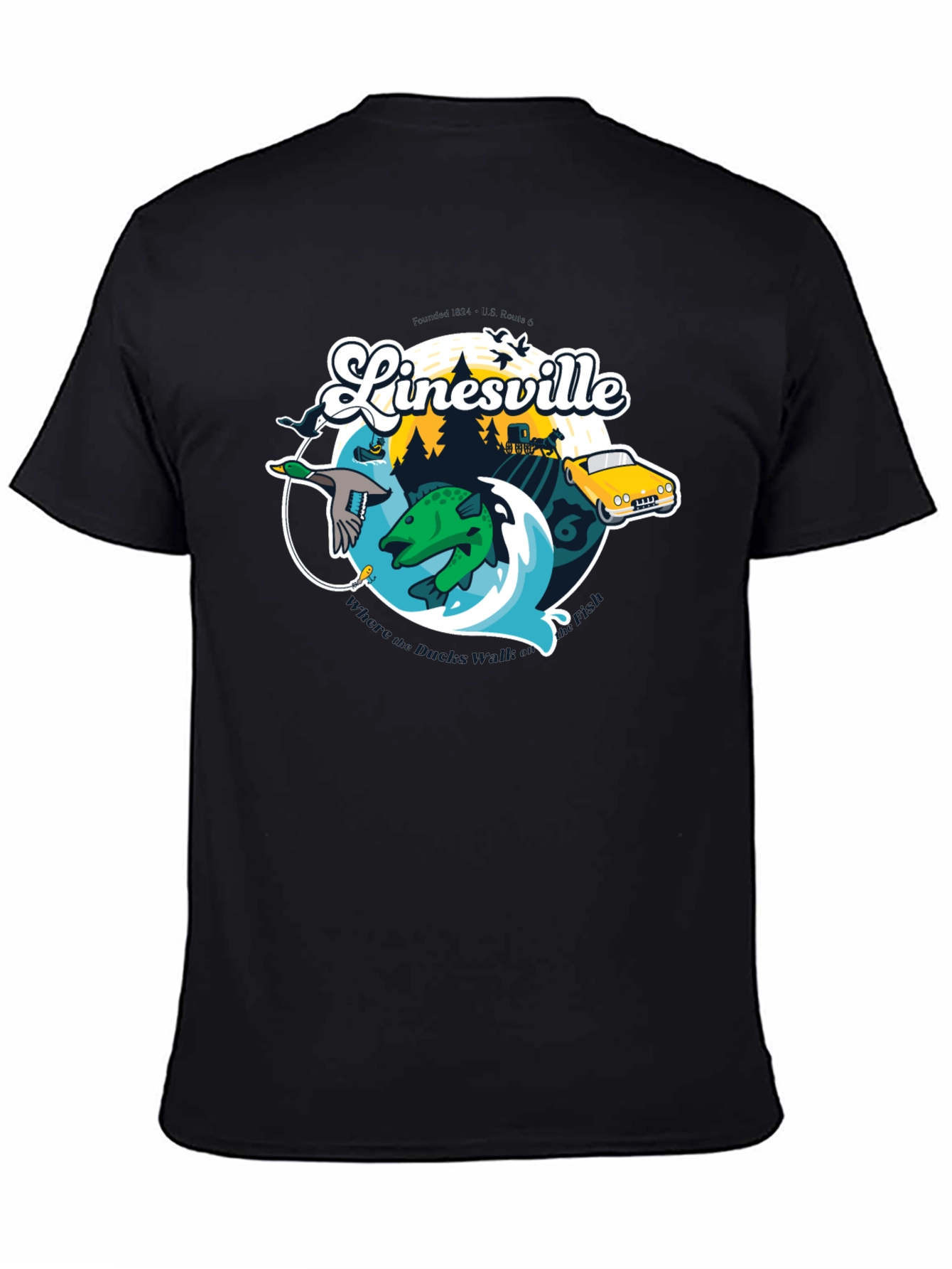 Black Linesville Graphic T-Shirt view 4
