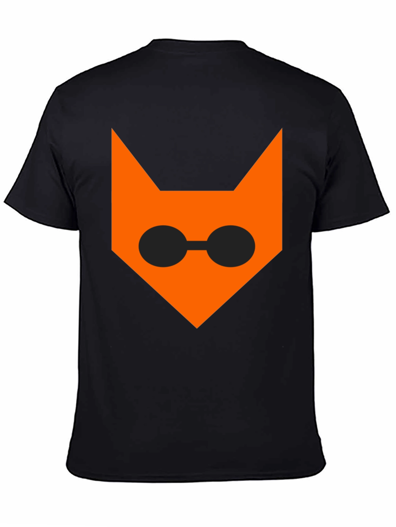 Black Cool Cat Face T-Shirt - Black Cotton Tee view 4