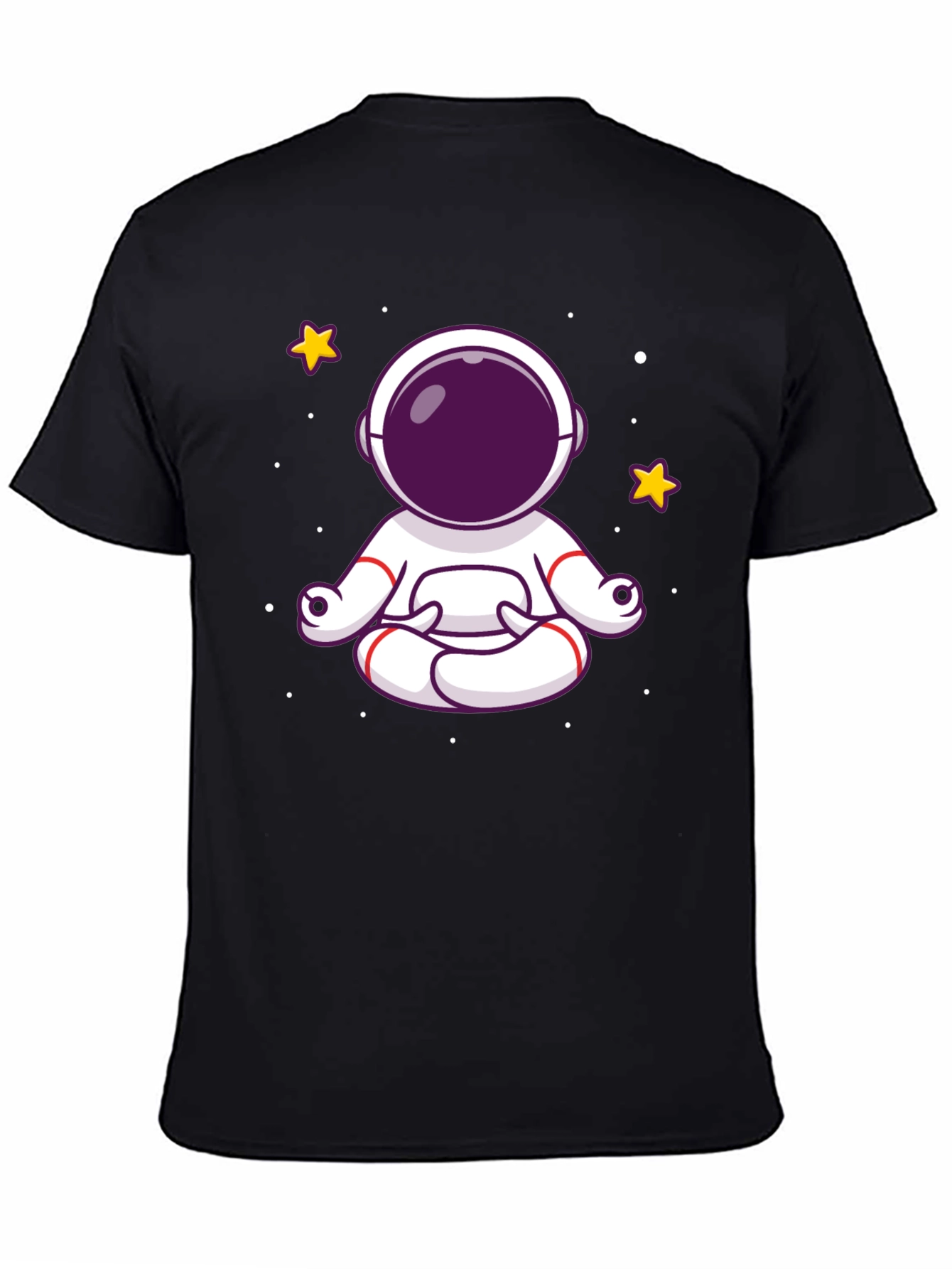 Black Meditating Astronaut Graphic Tee - Black Cotton Shirt view 4