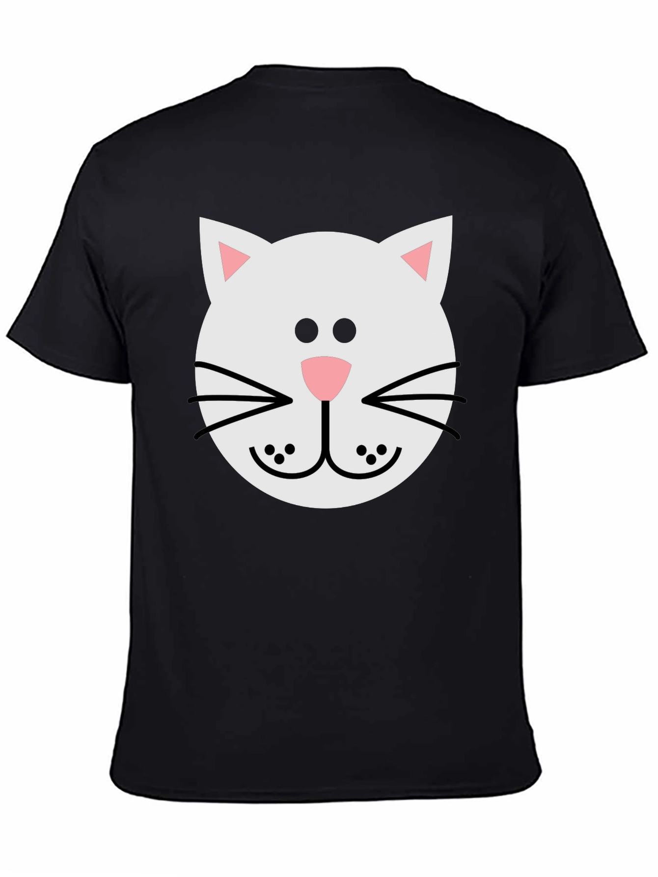 Black Cute Cat Face Graphic Tee - Soft Cotton Blend T-Shirt view 4