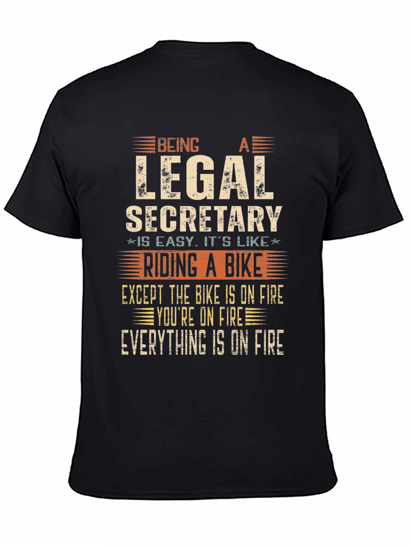 Black Legal Secretary T-Shirt: Riding a Bike On Fire view 4