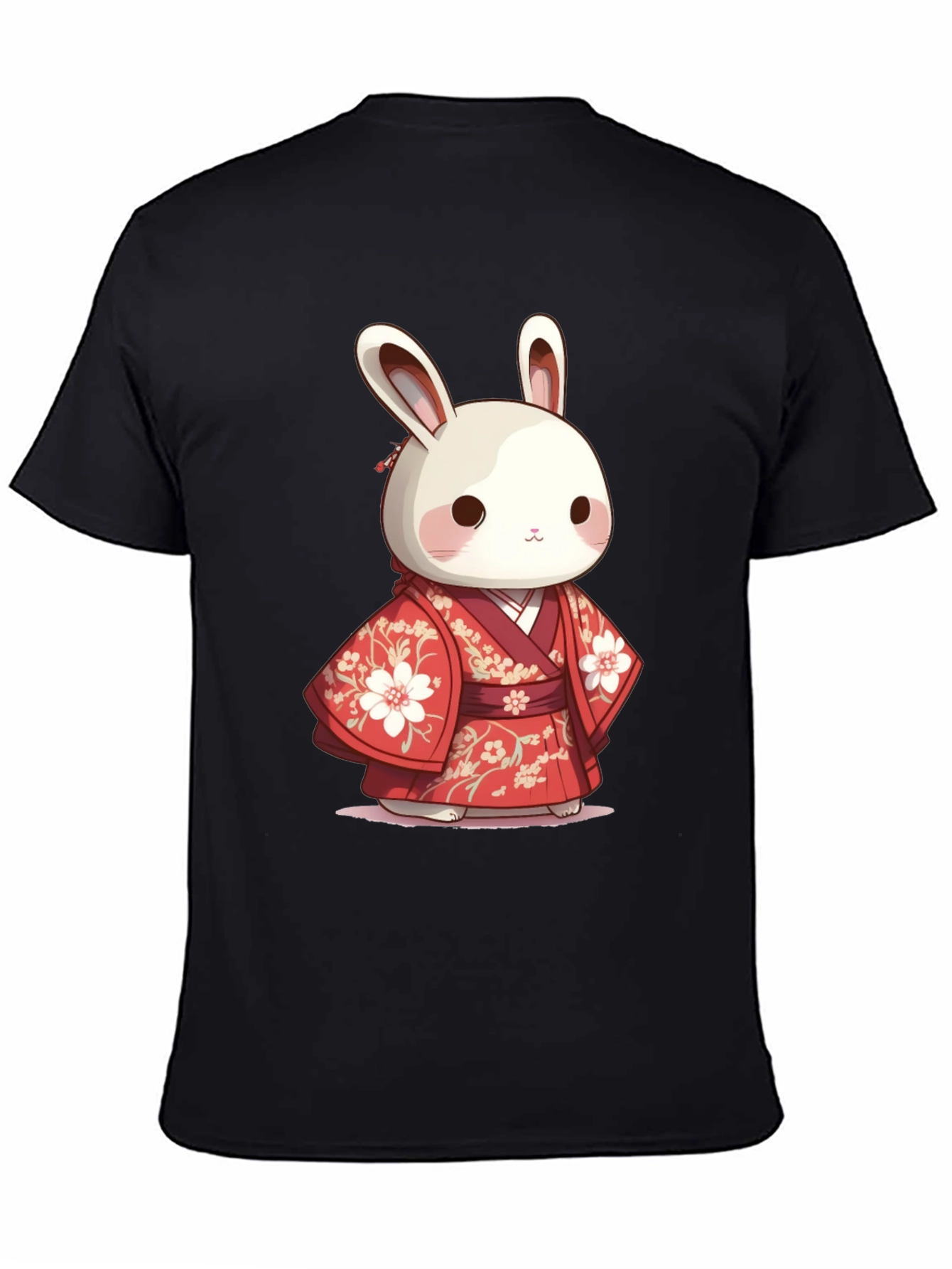 Black Cute Bunny in Kimono T-Shirt view 4