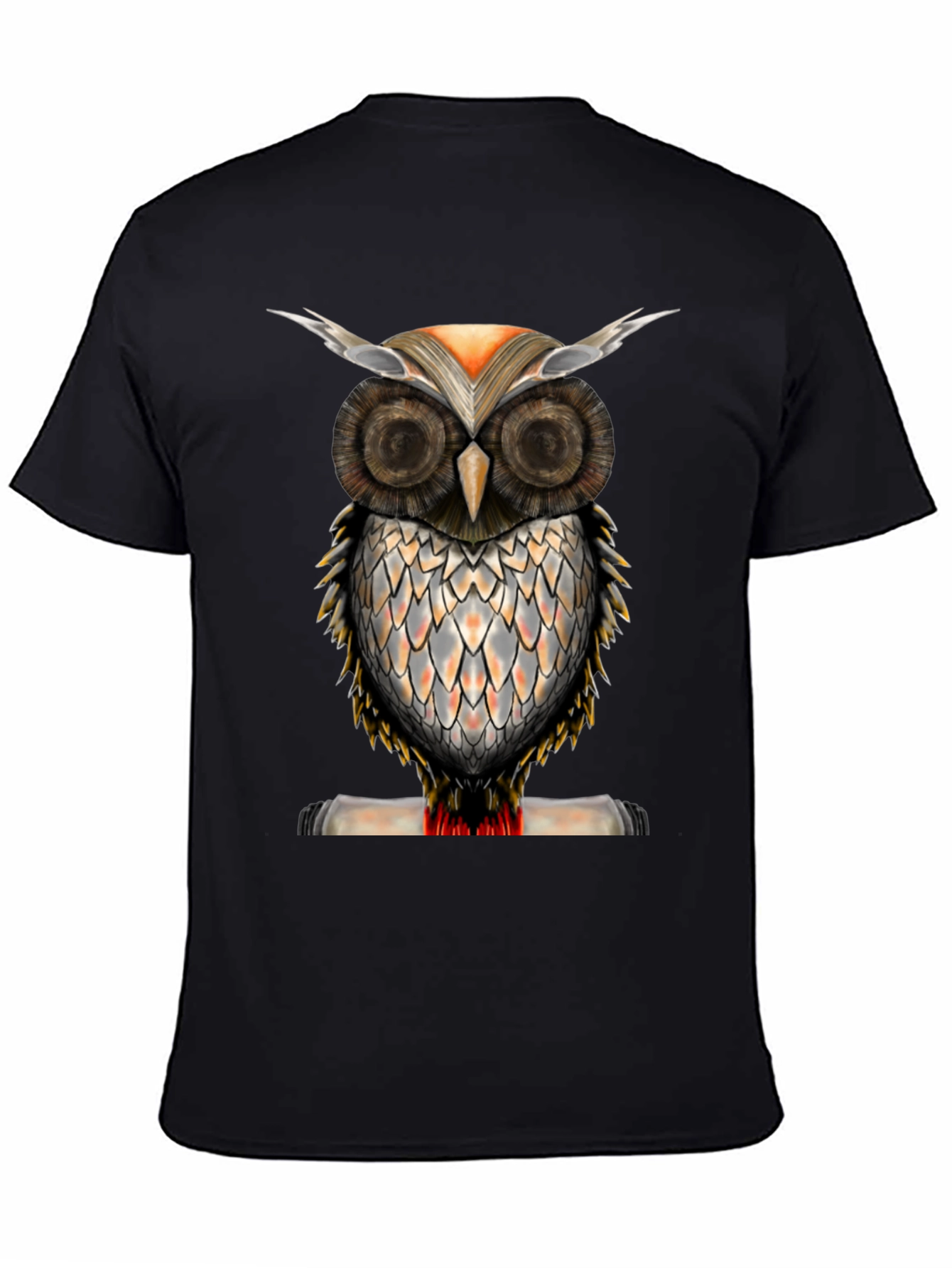 Black Owl Graphic Print Crew Neck T-Shirt view 4