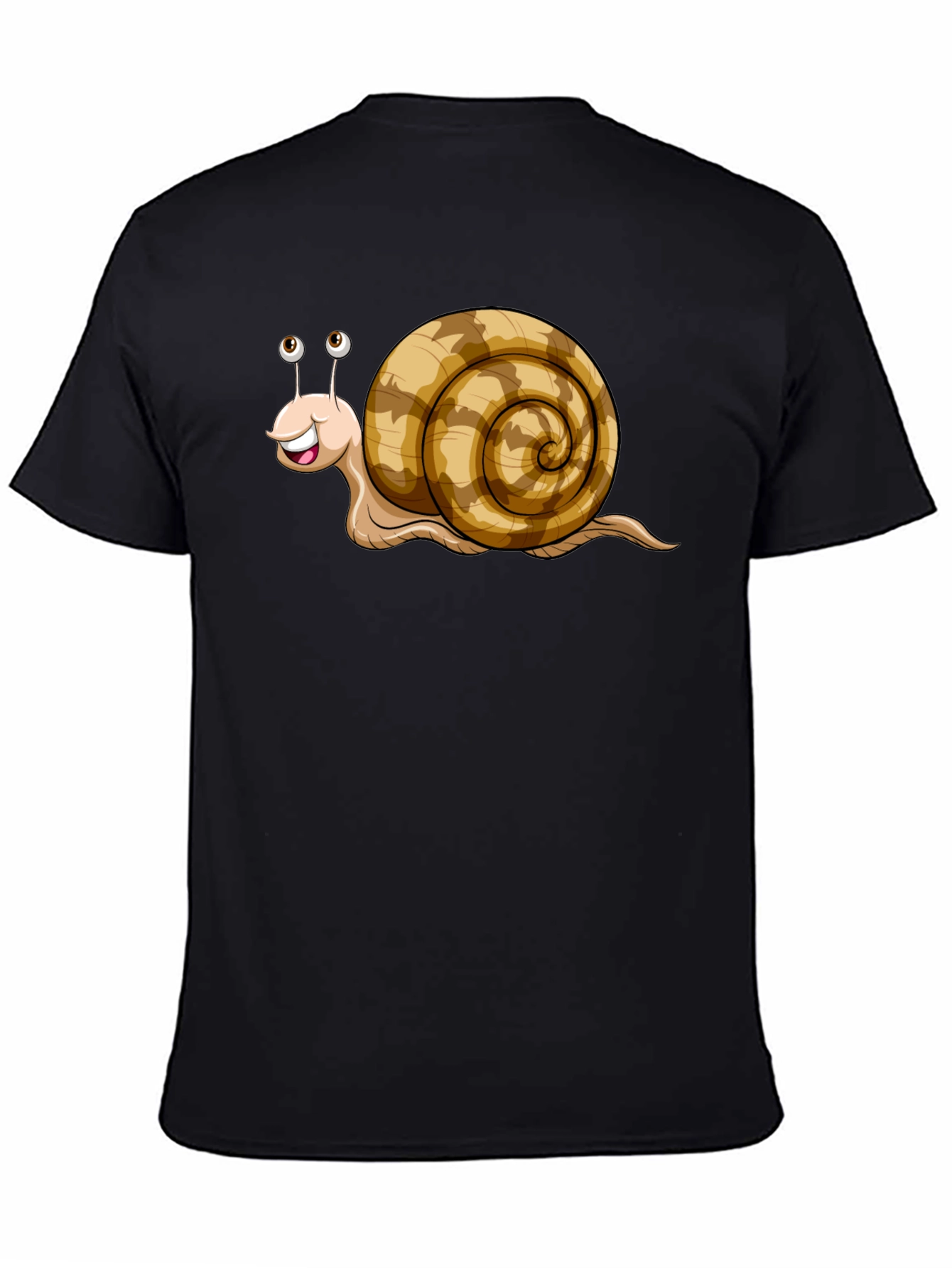 Black Cute Snail Cartoon Graphic Tee Shirt view 4