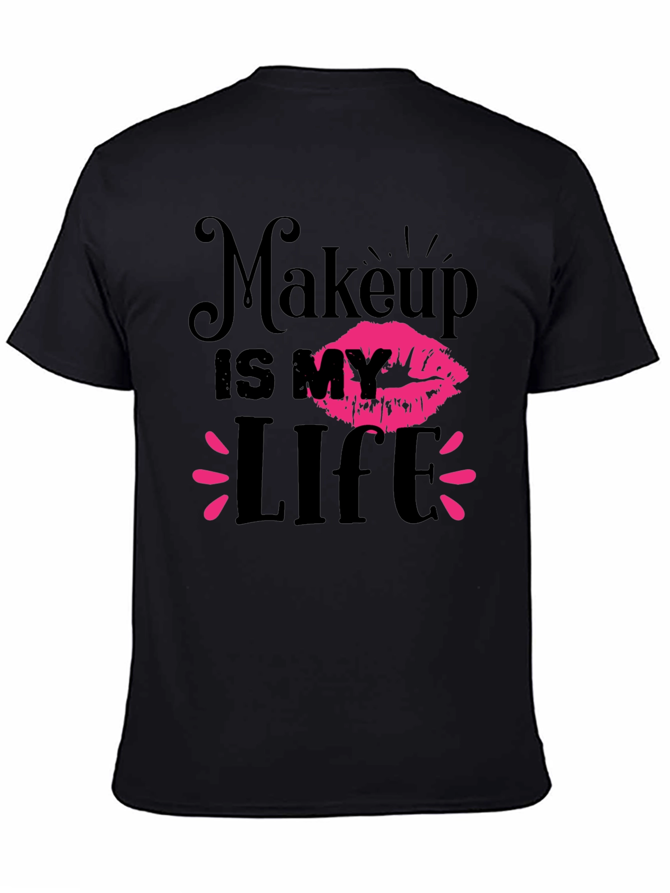 Black Makeup Is My Life Graphic Tee - Black view 4