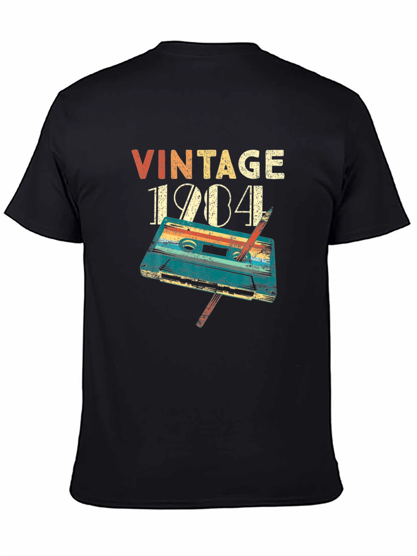 Black Vintage 1984 Cassette Tape Graphic T-Shirt view 4
