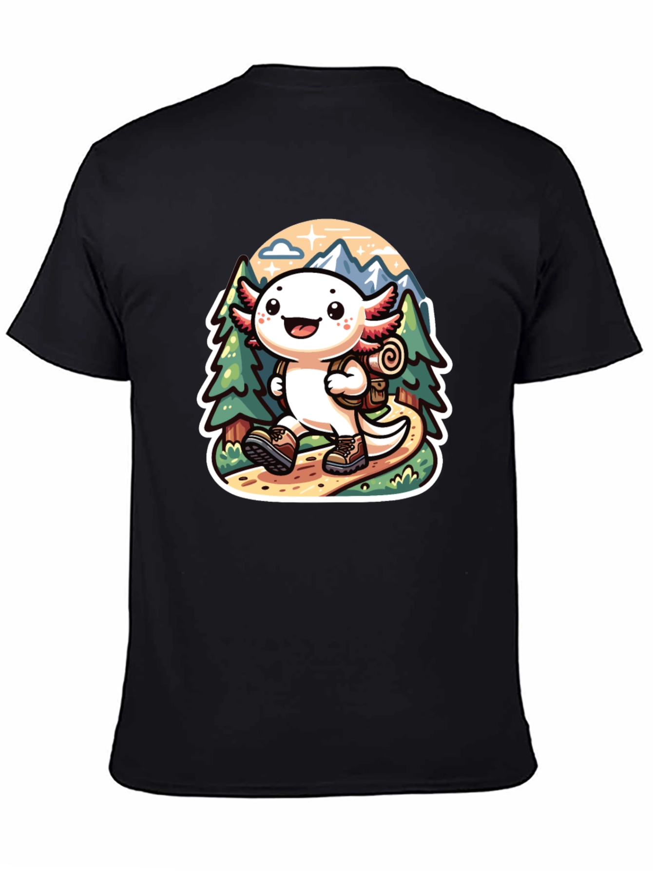 Black Axolotl Hiking T-Shirt view 4