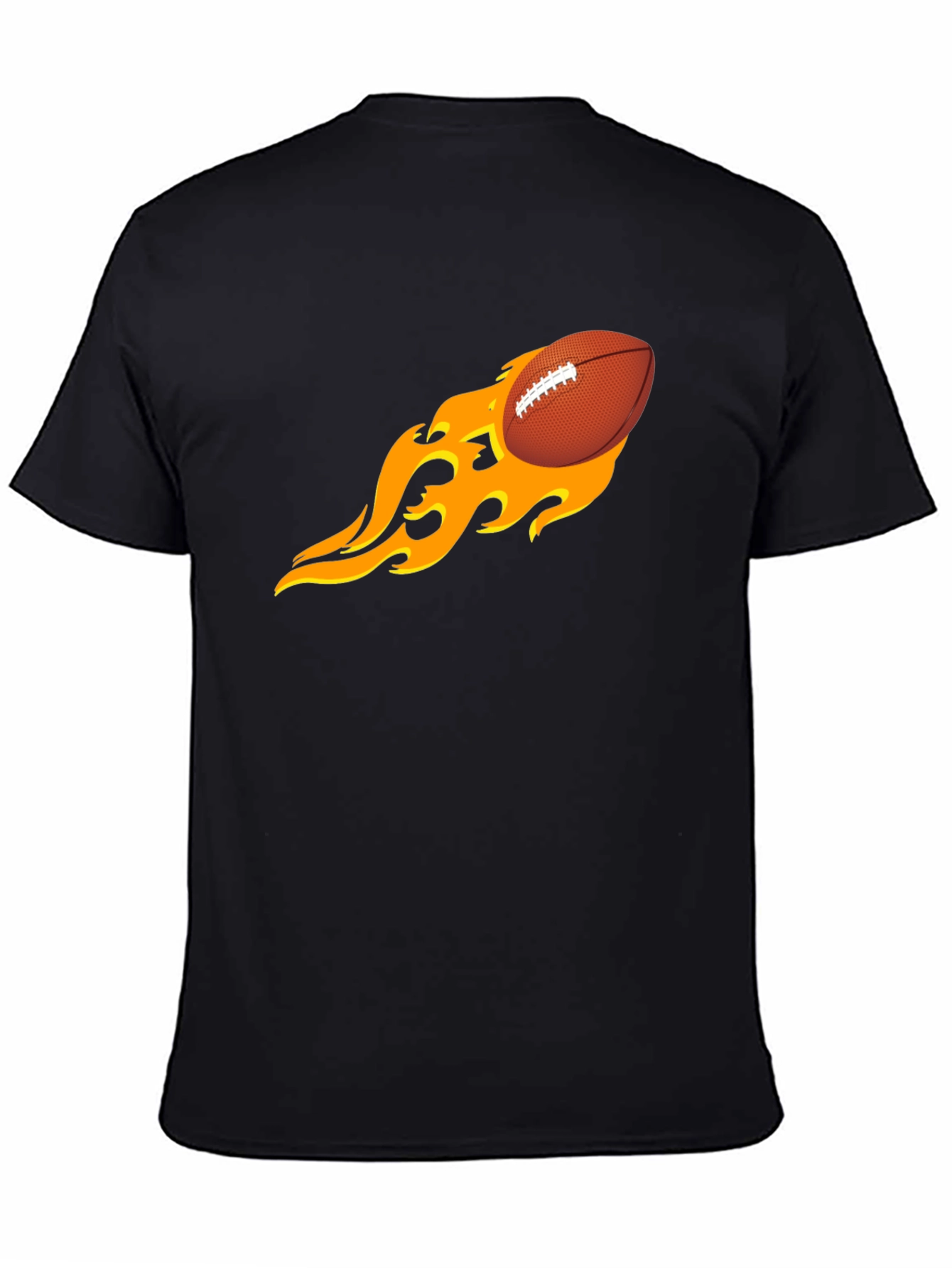 Black Flaming Football Graphic Tee - Black T-Shirt view 4