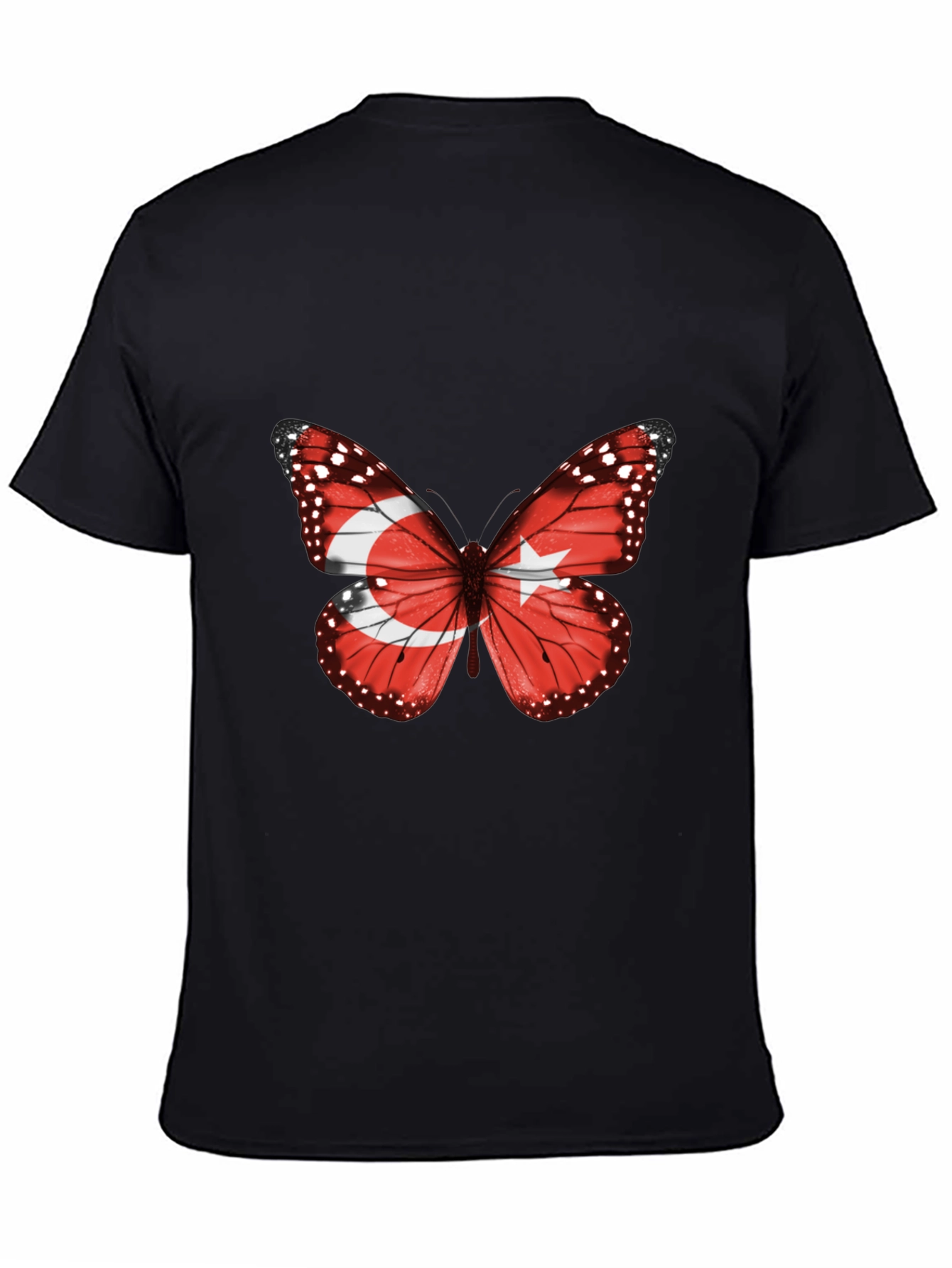 Black Turkey Flag Butterfly Graphic Tee view 4