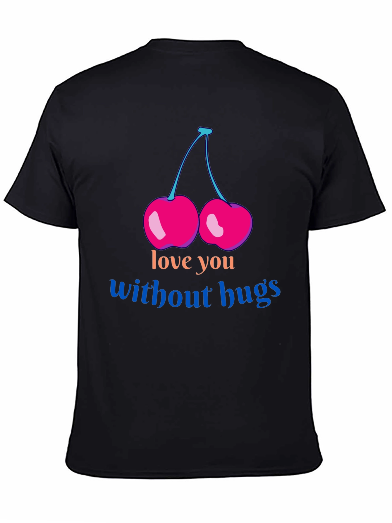 Black Love You Without Hugs Cherry Graphic Tee - Black view 4