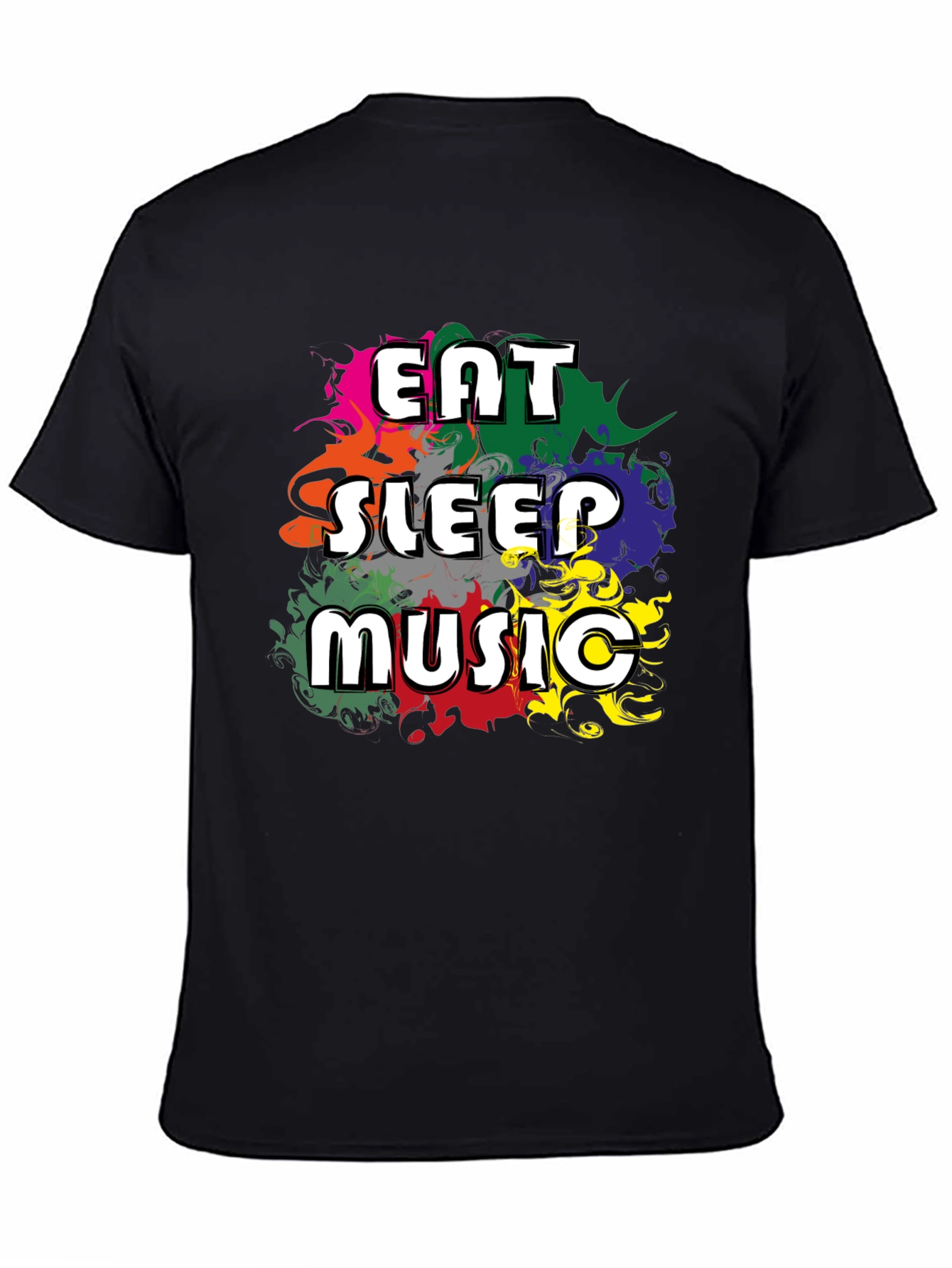 Black Eat Sleep Music T-Shirt - Colorful Graphic Tee view 4