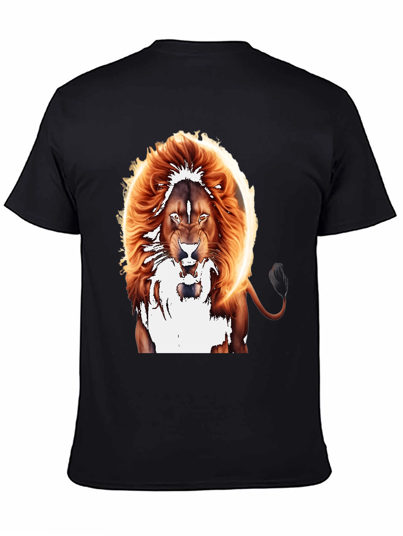Black Fiery Lion Graphic Tee - Bold Animal Print view 4