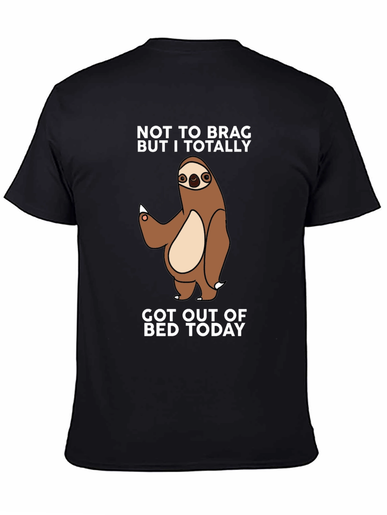 Black Funny Sloth T-Shirt - Got Out of Bed Today view 4